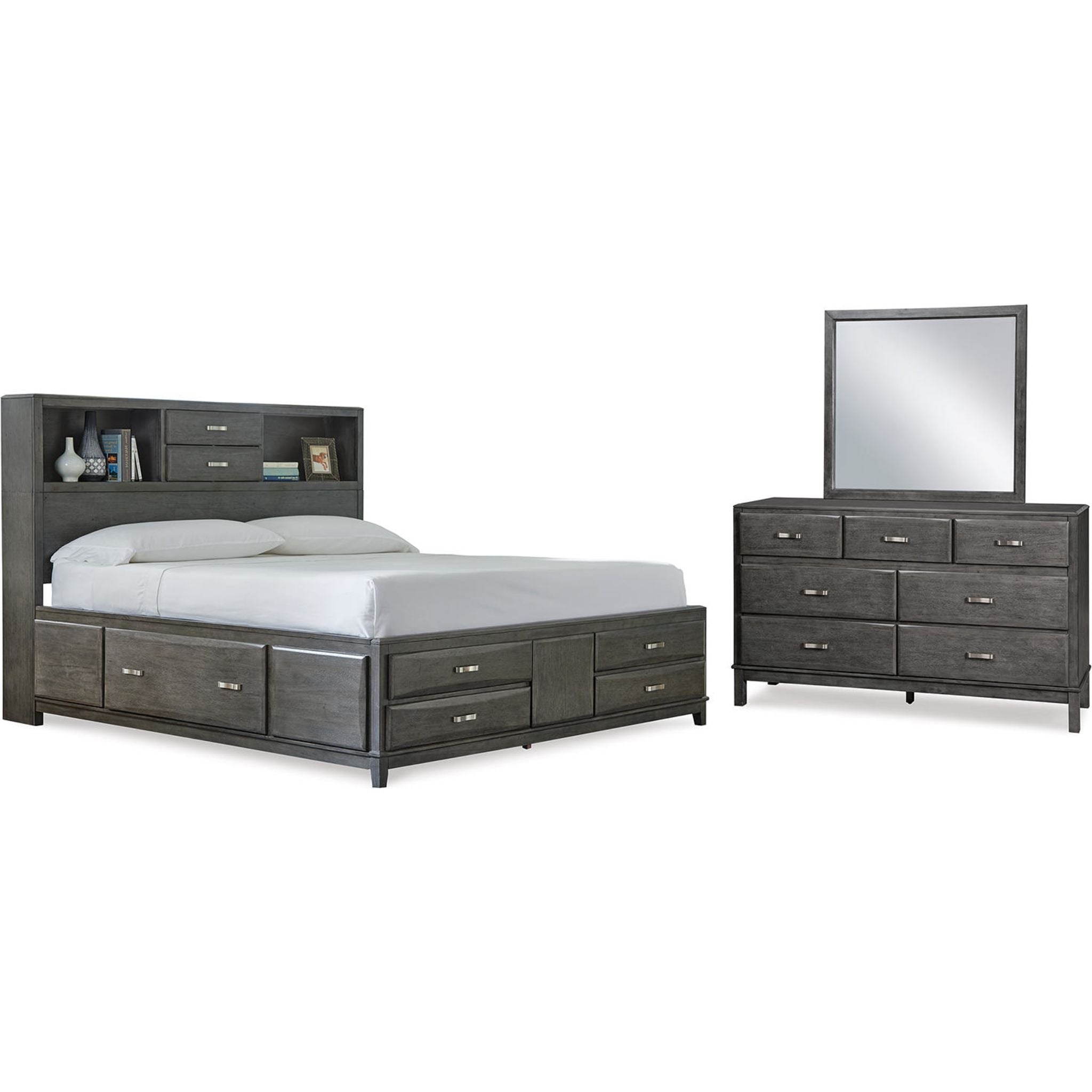 Caitbrook 5-Piece Queen Size Bedroom Set with Storage - Modern Gray Bed Frame, Nightstand & Dresser | Perfect for Small Spaces & Master Bedrooms