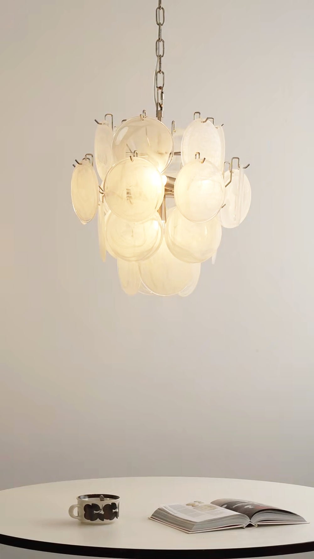 Elegant Aqua White Glass Murano Chandelier - Handcrafted Venetian Lighting Fixture for Dining Room, Bedroom & Living Room Decor
