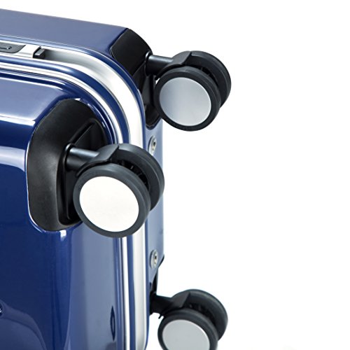 20 Inch Blue Aluminum Frame Carry On Spinner Luggage - TSA Approved Hardside PC Suitcase for Business Travel & Weekend Getaways