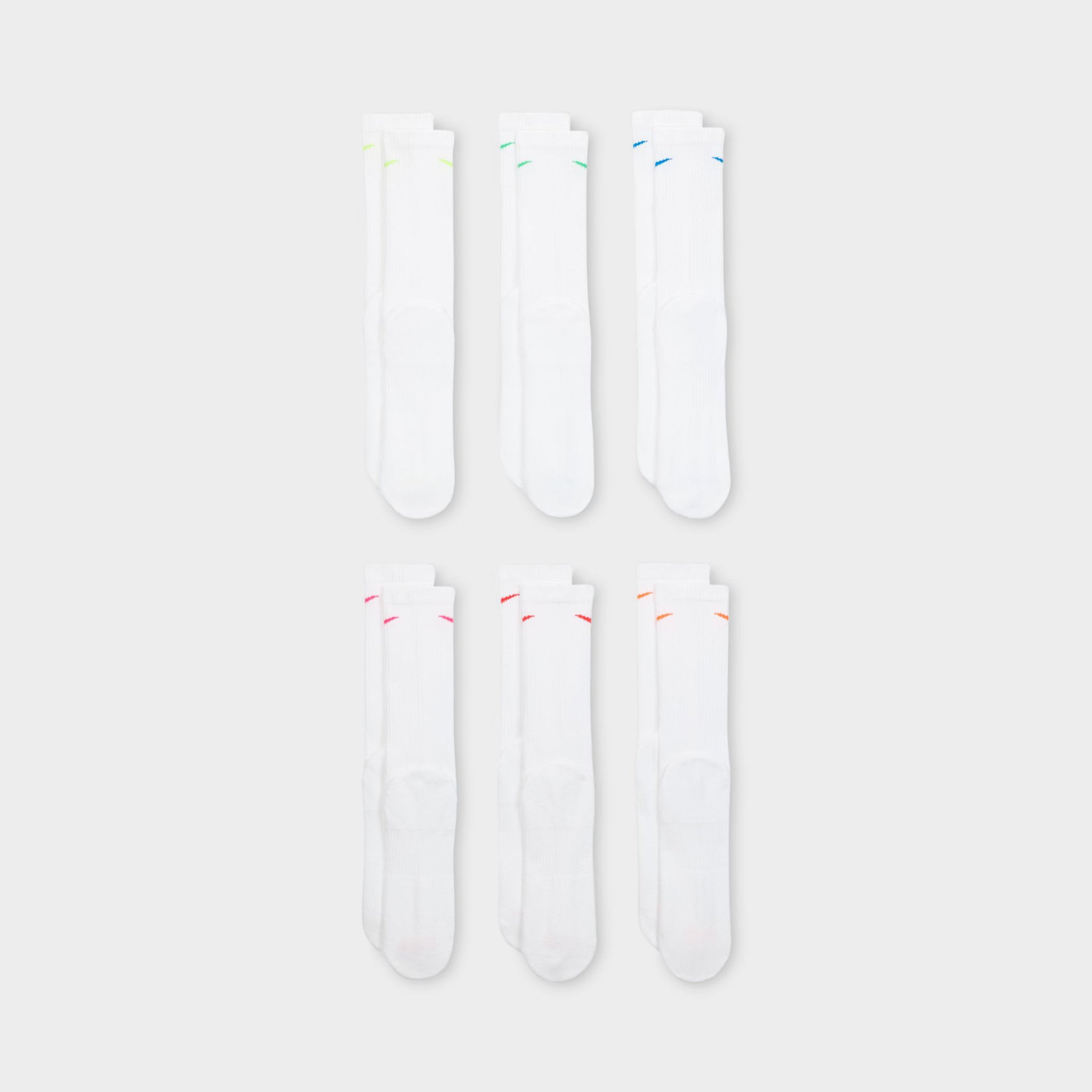 Nike Everyday Plus Cushioned Training Crew Socks 6-Pack - Multi-Color Athletic Socks for Men & Women - Perfect for Running, Gym Workouts & Casual Wear