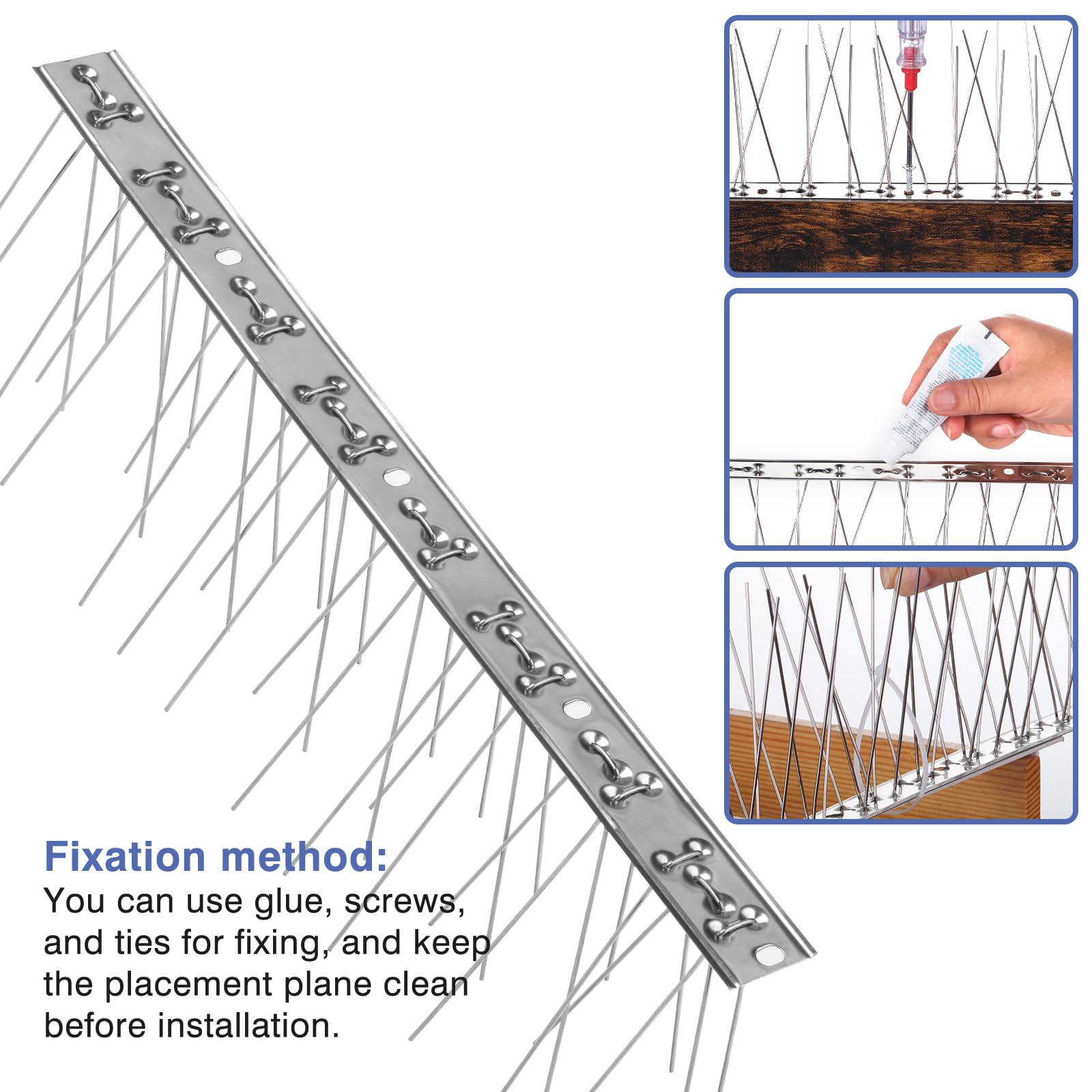 Stainless Steel Bird Spikes for Small Birds - Durable Anti-Roosting Spikes with Smooth Polish, Harmless Bird Deterrent for Nest Prevention - Ideal for Roofs, Balconies, and Window Sills