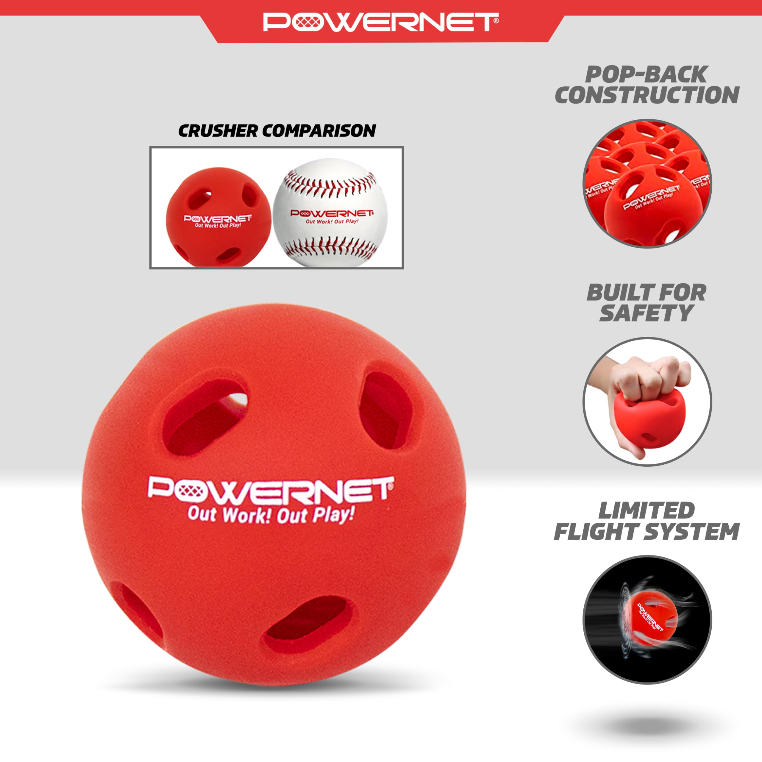 PowerNet Crusher & Micro Crusher Training Baseballs & Softballs - 12 Pack or Coach Bundle | Baseball & Softball Hitting Trainer for Speed, Power & Coordination | Perfect for Batting Practice, Team Drills & Solo Training Sessions
