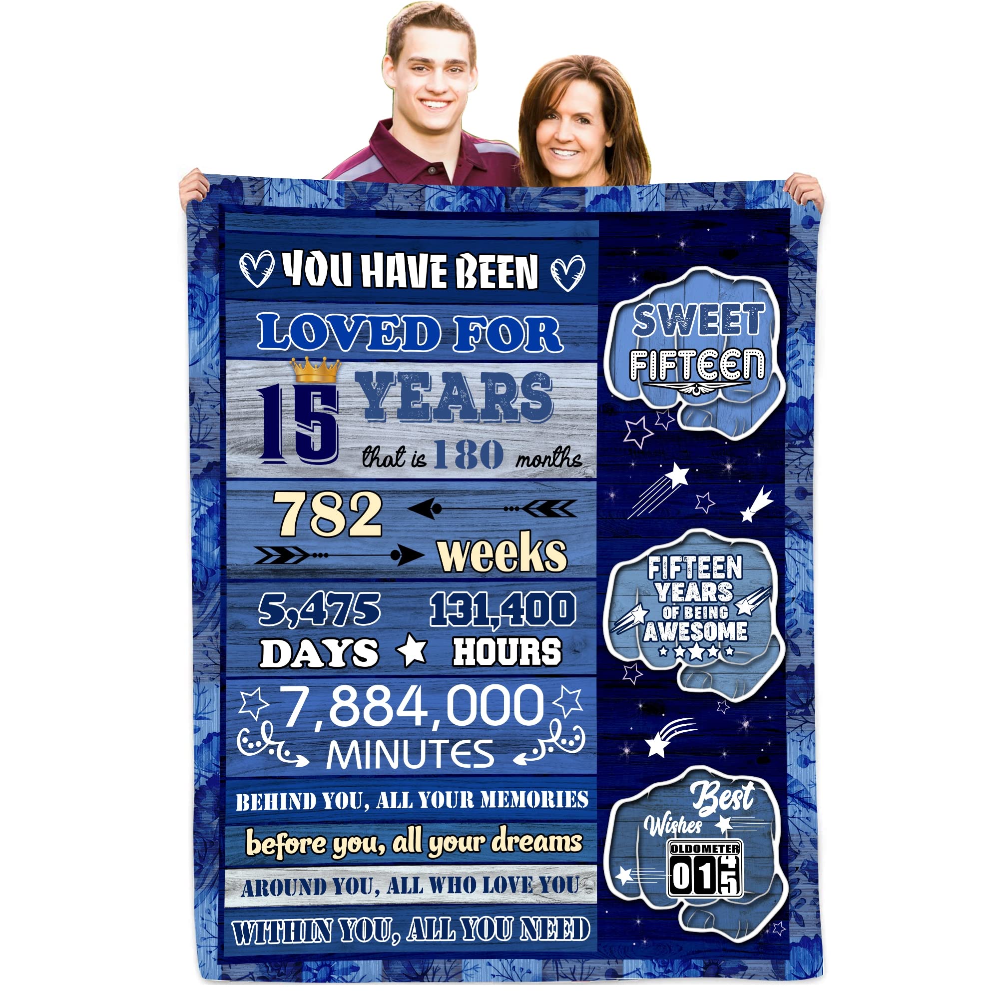 15th Birthday Gifts for Teen Boys - 50x60 Soft Fleece Blanket - Best Cool Present Ideas for 15 Year Old Boys - Perfect for Bedroom Decor, Sleepovers & Birthday Party Decorations