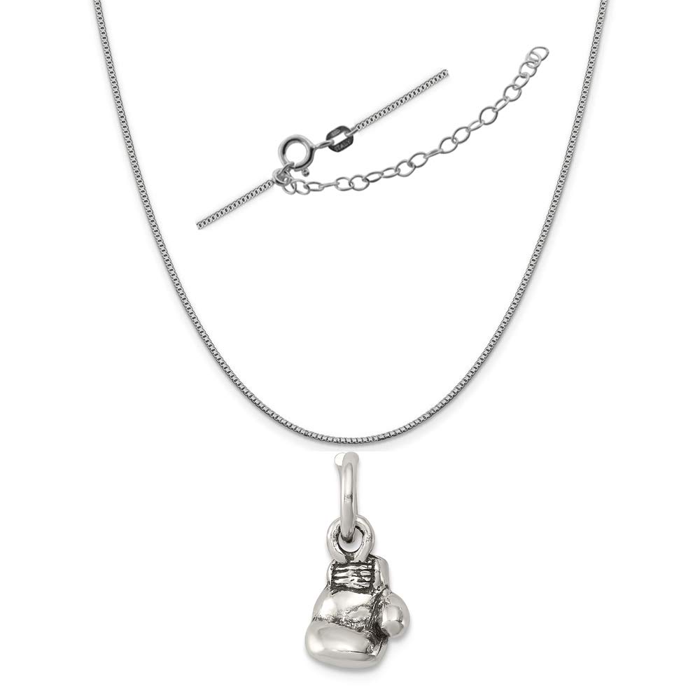 Antique Boxing Glove Sterling Silver Charm Necklace - Adjustable 18