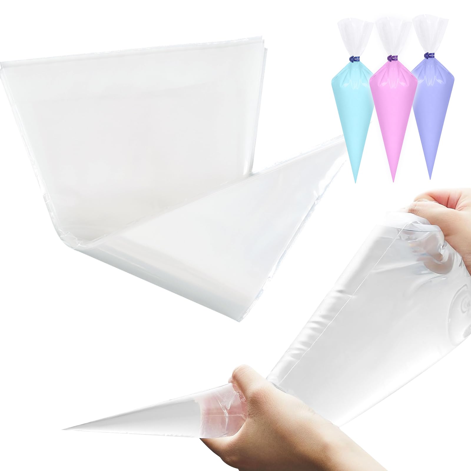 50pcs Extra Large 24 Inch Disposable Piping Bags - Thickened Anti-Burst Pastry Bags for Cake Decorating, Cupcakes, Cookies & Frosting | Food Grade Safe for Professional & Home Baking