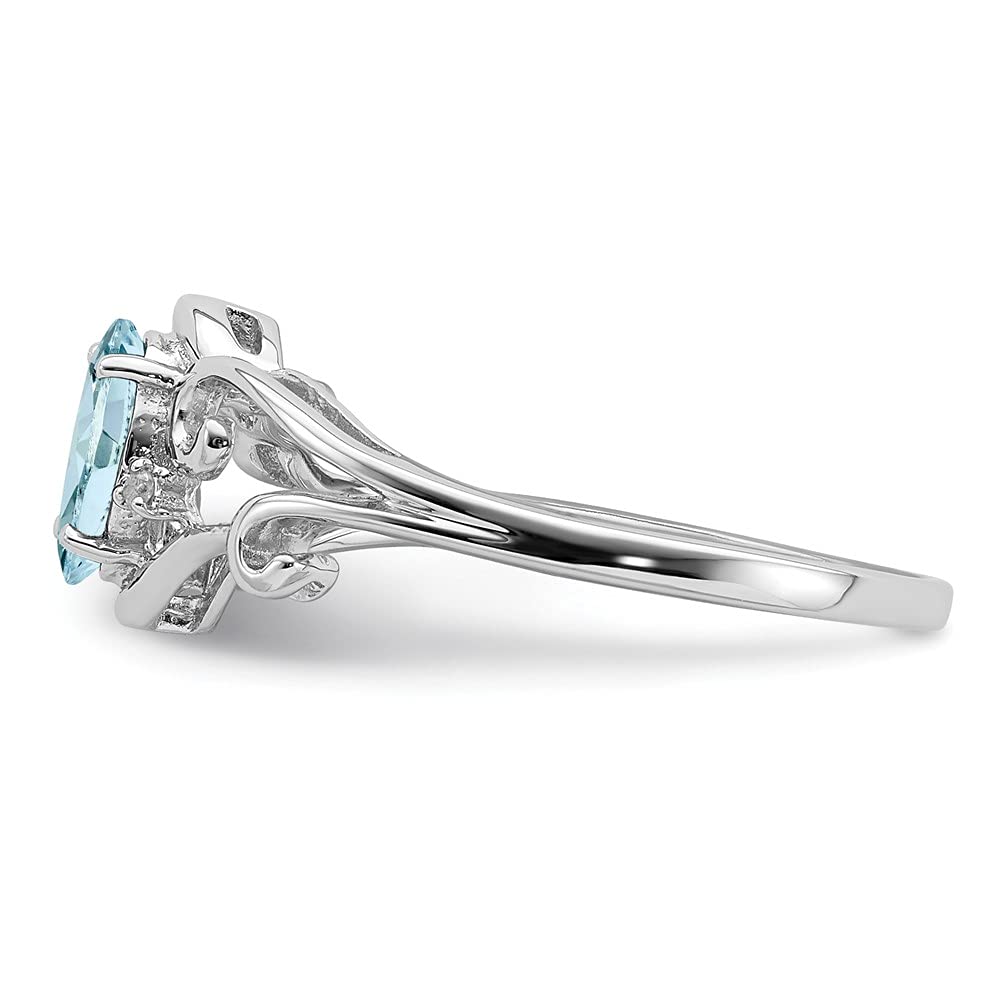 925 Sterling Silver Diamond & Oval Aquamarine Ring for Women | Elegant Fine Jewelry Gift for Her | Perfect for Anniversaries, Birthdays & Special Occasions