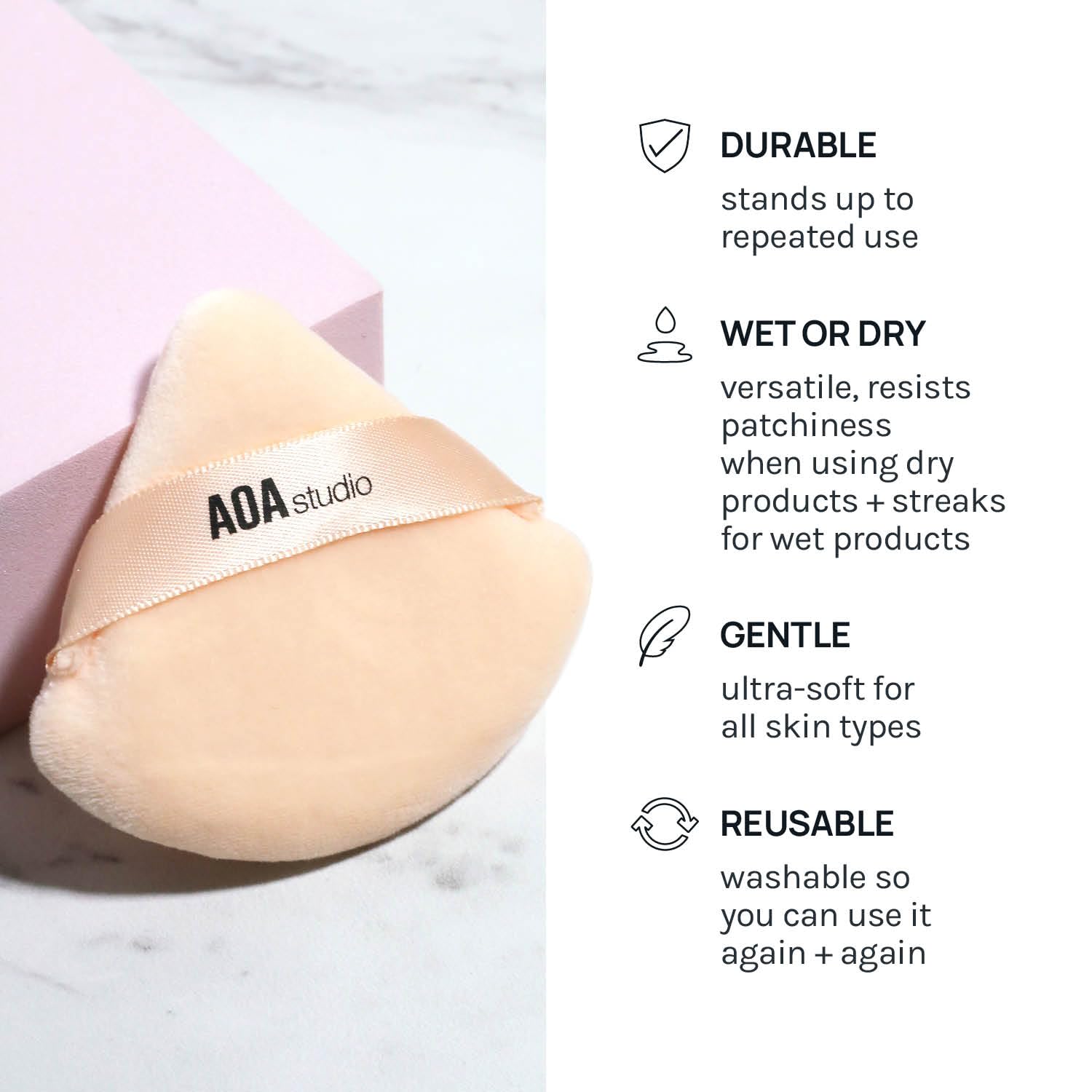 AOA Studio 6-Piece Velvet Puffs Makeup Sponge Set - Soft Velour Blending Sponges for Loose Powder & Foundation (Black/Peach) | Perfect for Professional Makeup Application & On-The-Go Touch Ups