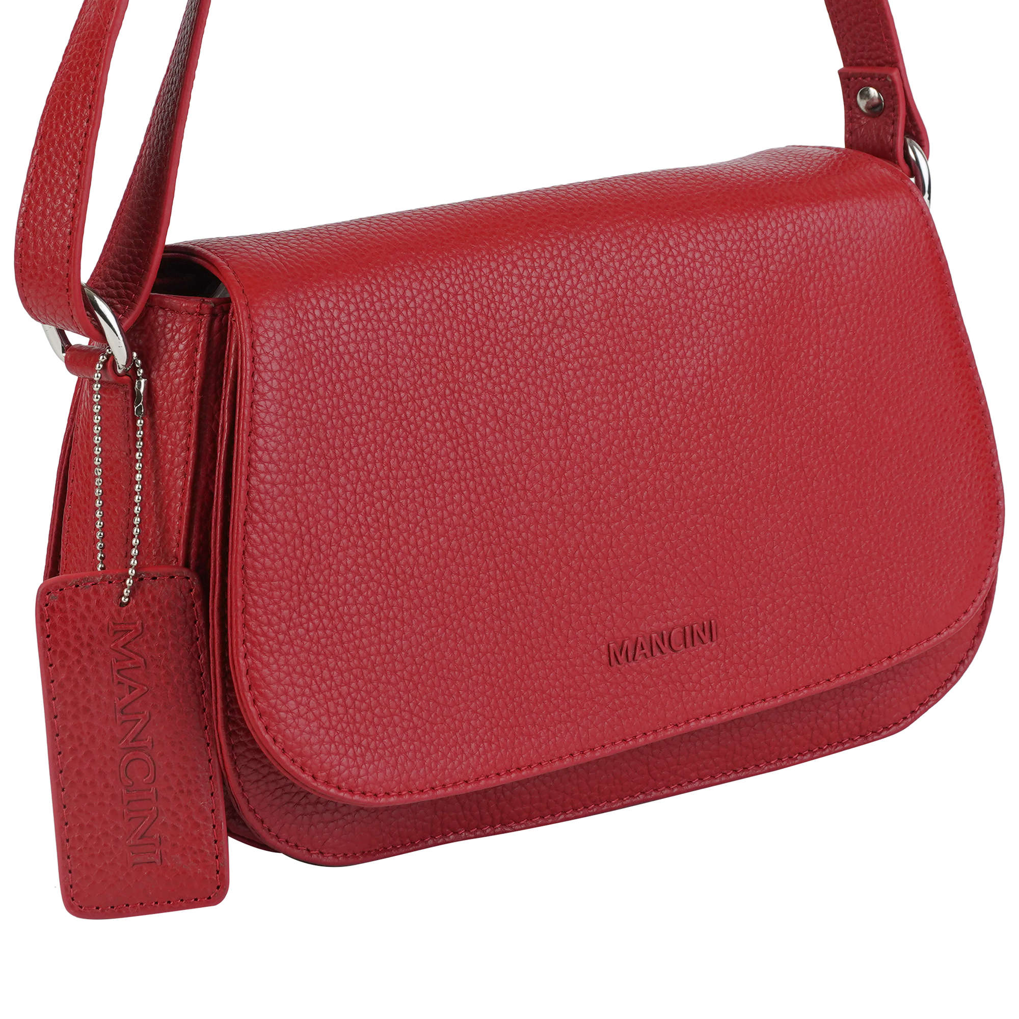 Mancini Pebbled Leather Isabella Crossbody Handbag for Women - Stylish Shoulder Bag Purse for Daily Use, Work, Travel and Shopping