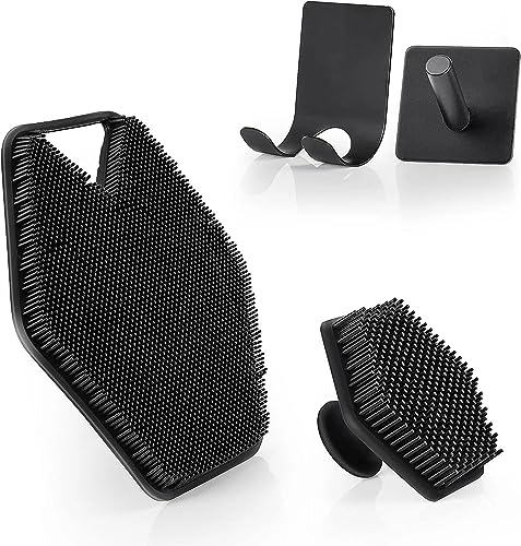 AtoZtoy® 4-Piece Silicone Body Scrubber Set - Exfoliating Massage Bath Brush for Men, Women & Kids - Soft Bathing Brush for Face & Body Cleansing - Includes 2 Scrubbers & 2 Holders - Perfect for Shower, Spa & Daily Skincare Routine