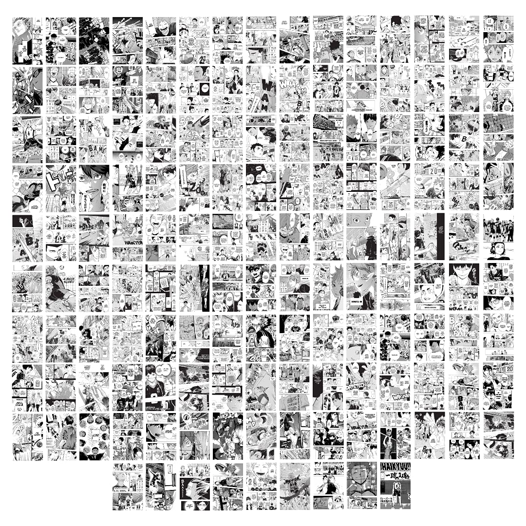 Anime Wall Art Decor Set - 144 pcs 4x6 Inch Manga Panel Posters for Bedroom, Dorm & Teen Room (Haikyuu Theme) - Perfect for Anime Lovers, Wall Collage Kits & Aesthetic Room Decor