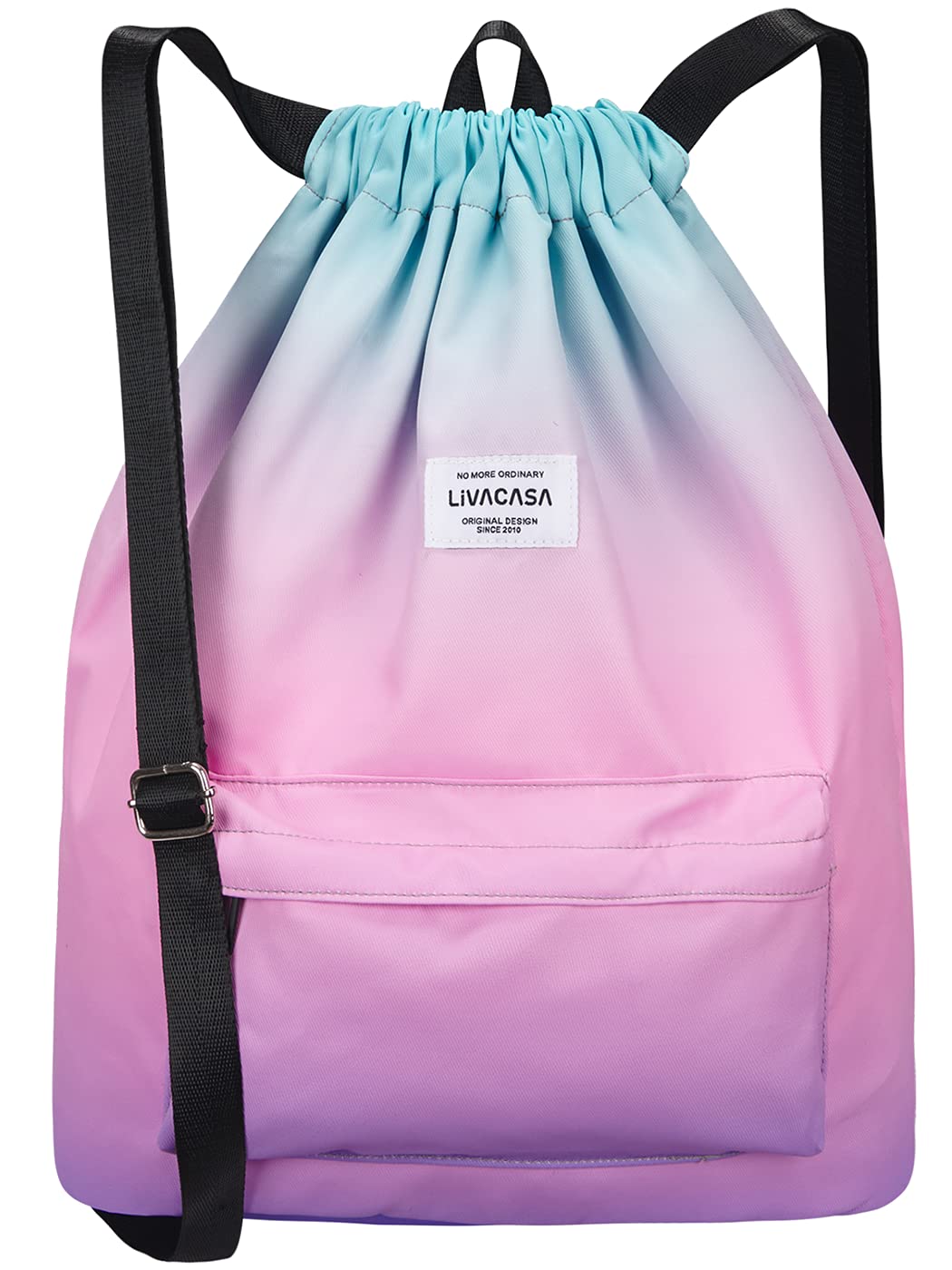 LIVACASA Drawstring Backpack for Men, Women & Kids - Lightweight Gym Bag with Adjustable Straps - Perfect for School, Travel & Sports Activities