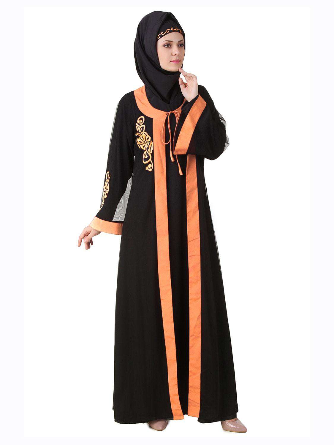 Azka Black Net & Nida Abaya - Elegant Muslim Prayer Dress for Women, Modest Islamic Abaya with Net Design - Perfect for Prayer, Mosque, and Special Occasions