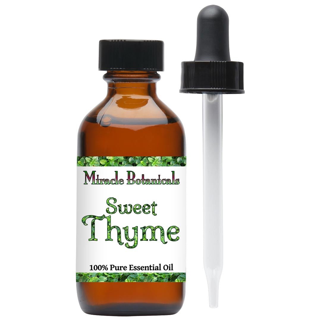 Pure Sweet Thyme Essential Oil (Thymus Vulgaris ct. Linalool) - 100% Natural Aromatherapy Oil for Diffuser, Massage & Skincare