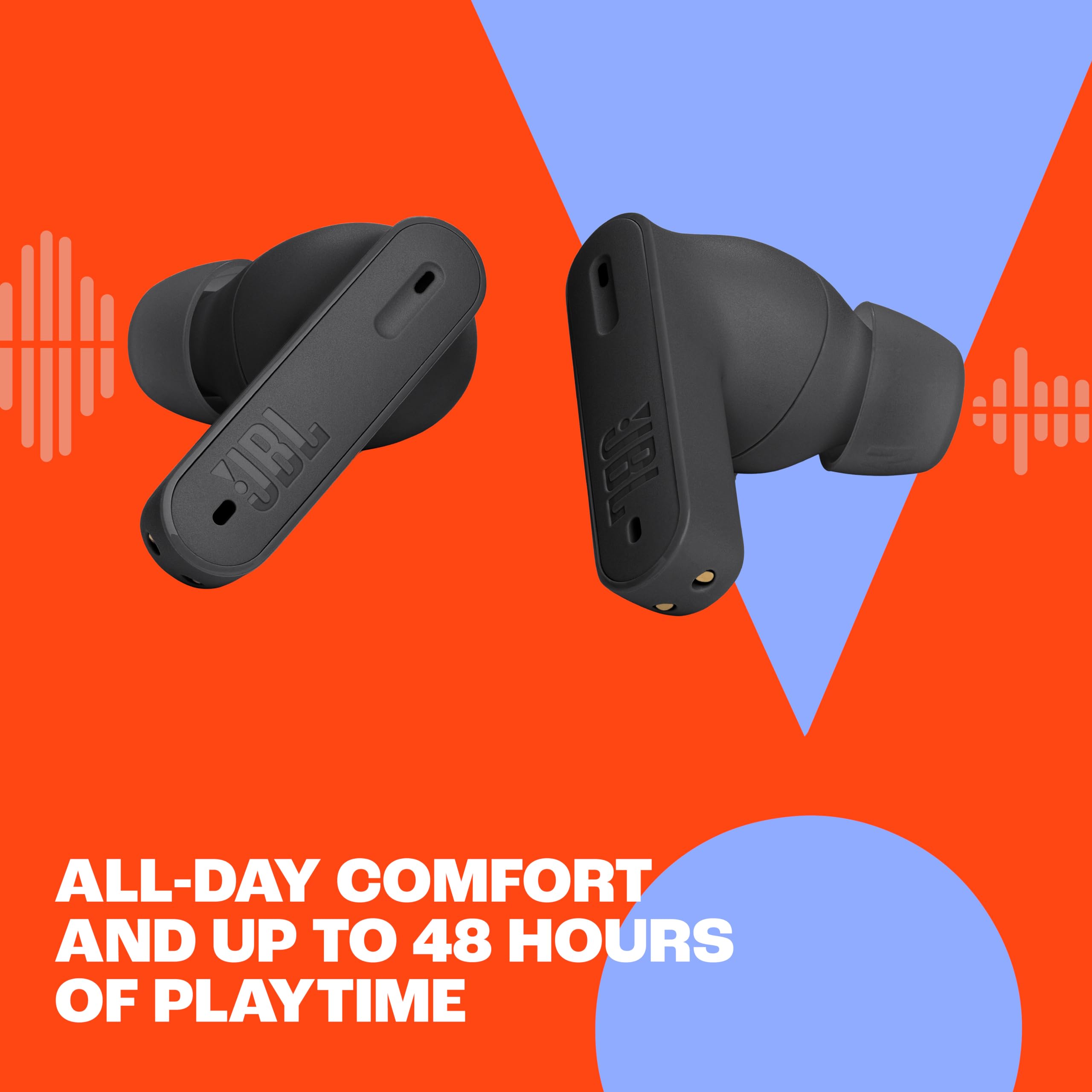 JBL Tune Beam True Wireless Noise Cancelling Earbuds - Purple Bluetooth Headphones with Mic, 32H Playtime, IP54 Waterproof - Perfect for Gym, Running, Travel & Work Calls