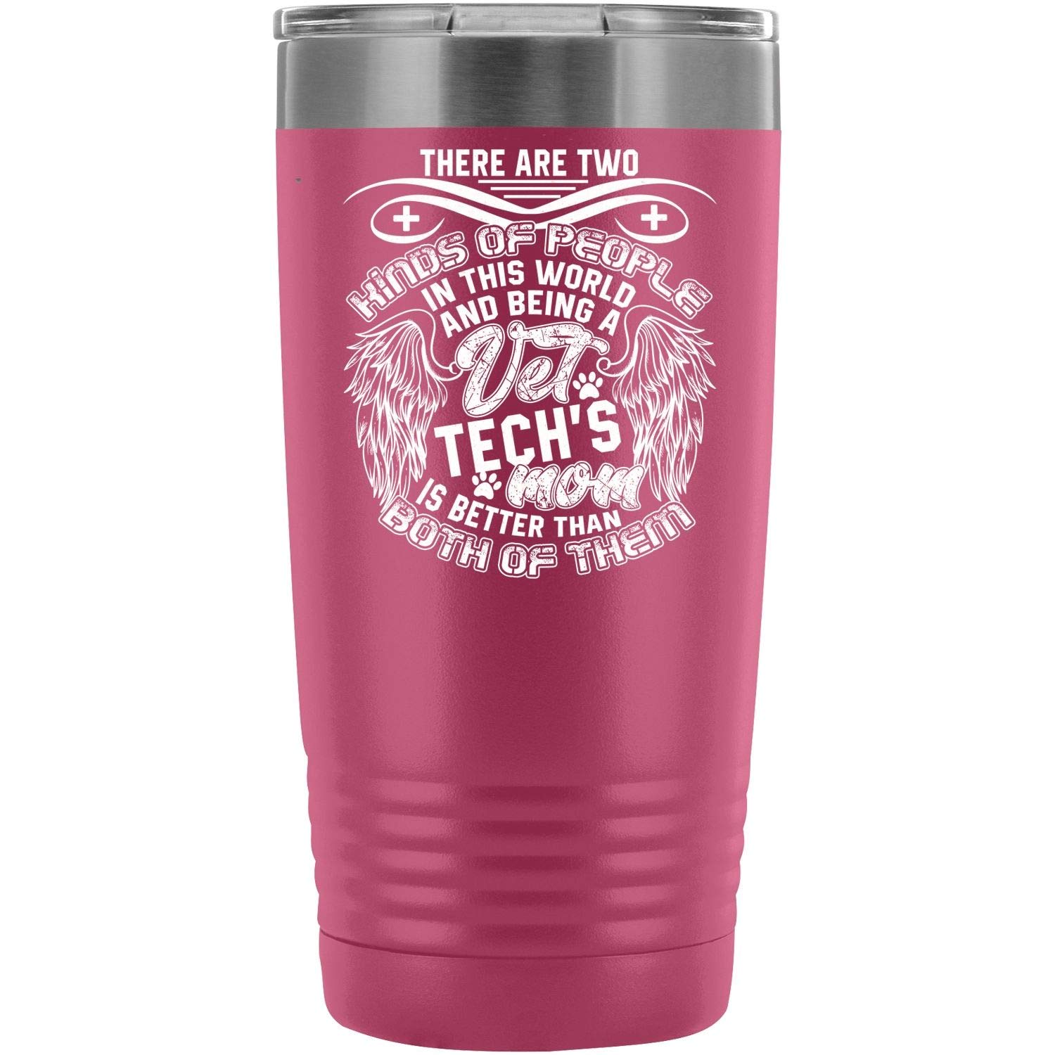 20oz Pink Vacuum Insulated Tumbler with Straw - Double Wall Travel Coffee Mug for Vet Tech Moms - Perfect for Work, School & Outdoor Activities