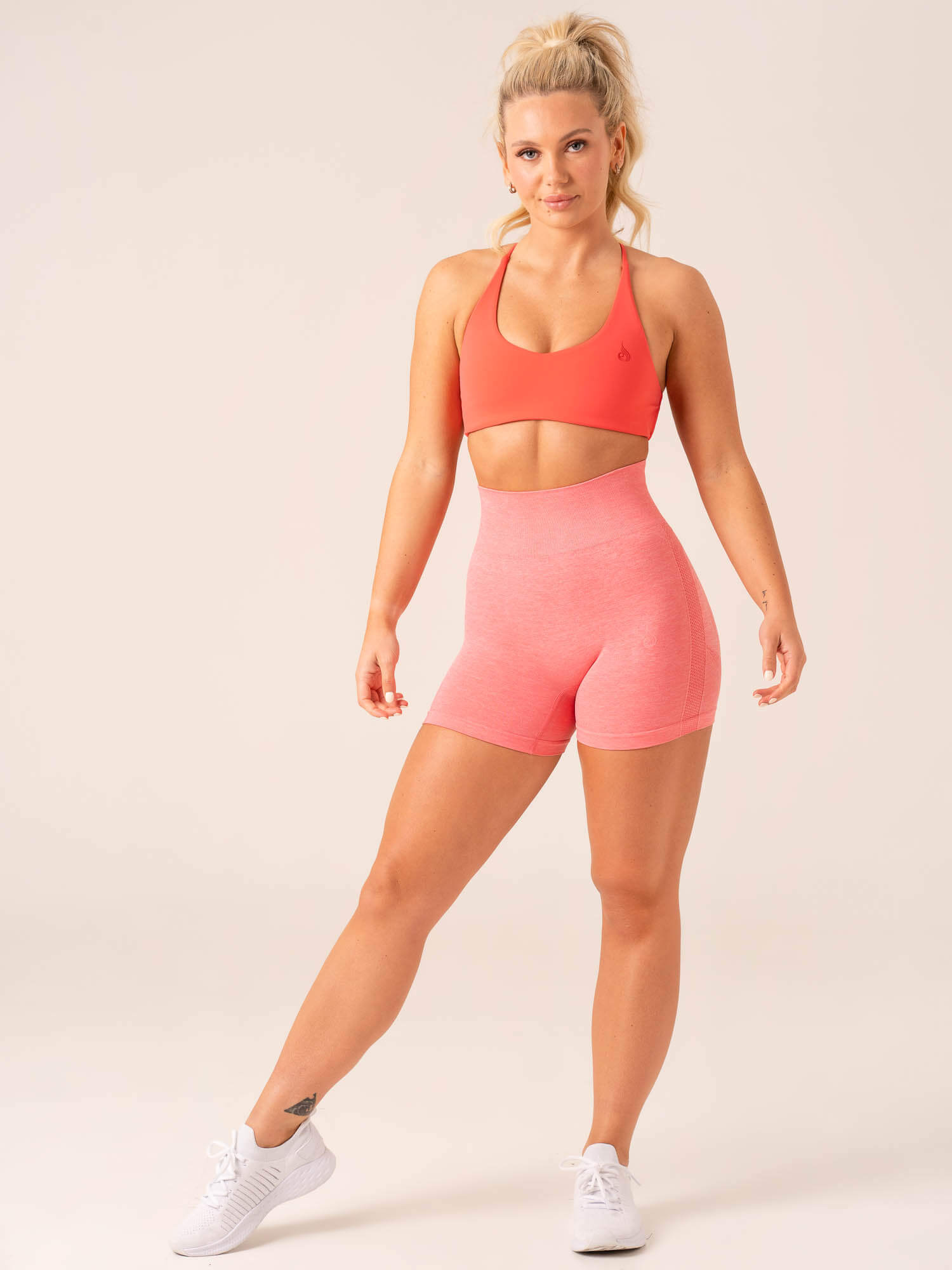 Evolve Seamless Shorts for Women - Coral Marl Activewear - High Waist Yoga Running Gym Workout Shorts - Perfect for Yoga, Running, Gym & Lounge Wear