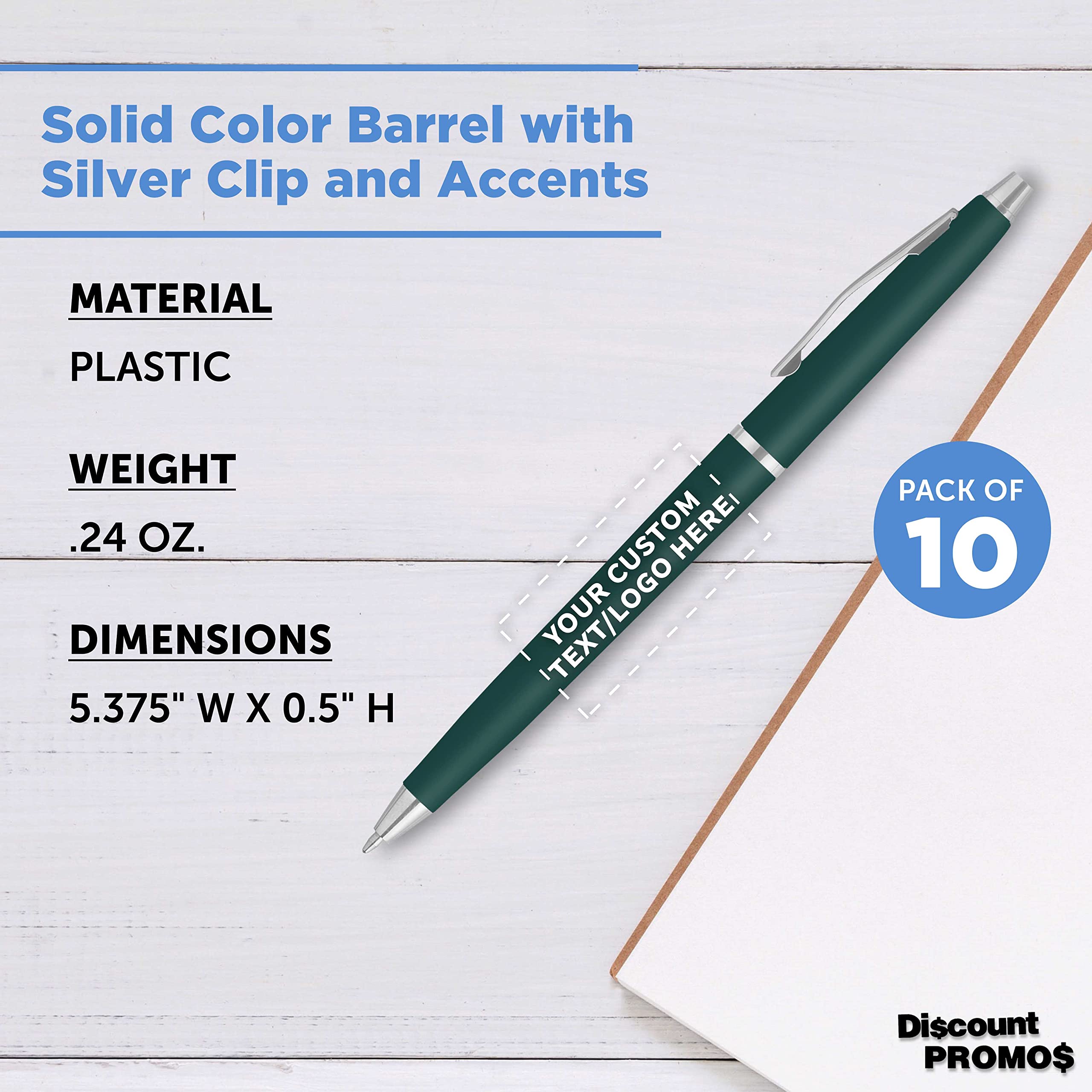 Custom Langham Ballpoint Pens - Set of 10 Personalized Bulk Pack with Black Ink | Premium Office & School Supplies | Perfect for Business Gifts, Tradeshows & Corporate Events (Hunter Green)
