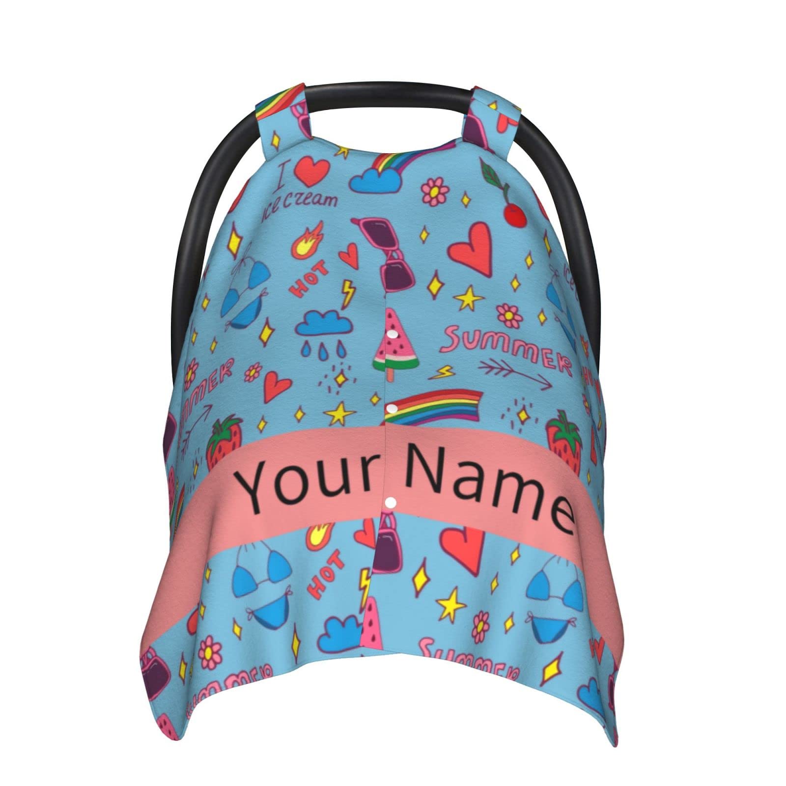 Personalized Baby Car Seat Cover with Name - Custom Infant Car Seat Canopy for Boys & Girls - Soft Nursing & Breastfeeding Cover for Newborns - Perfect for Travel, Shopping & Daily Outings