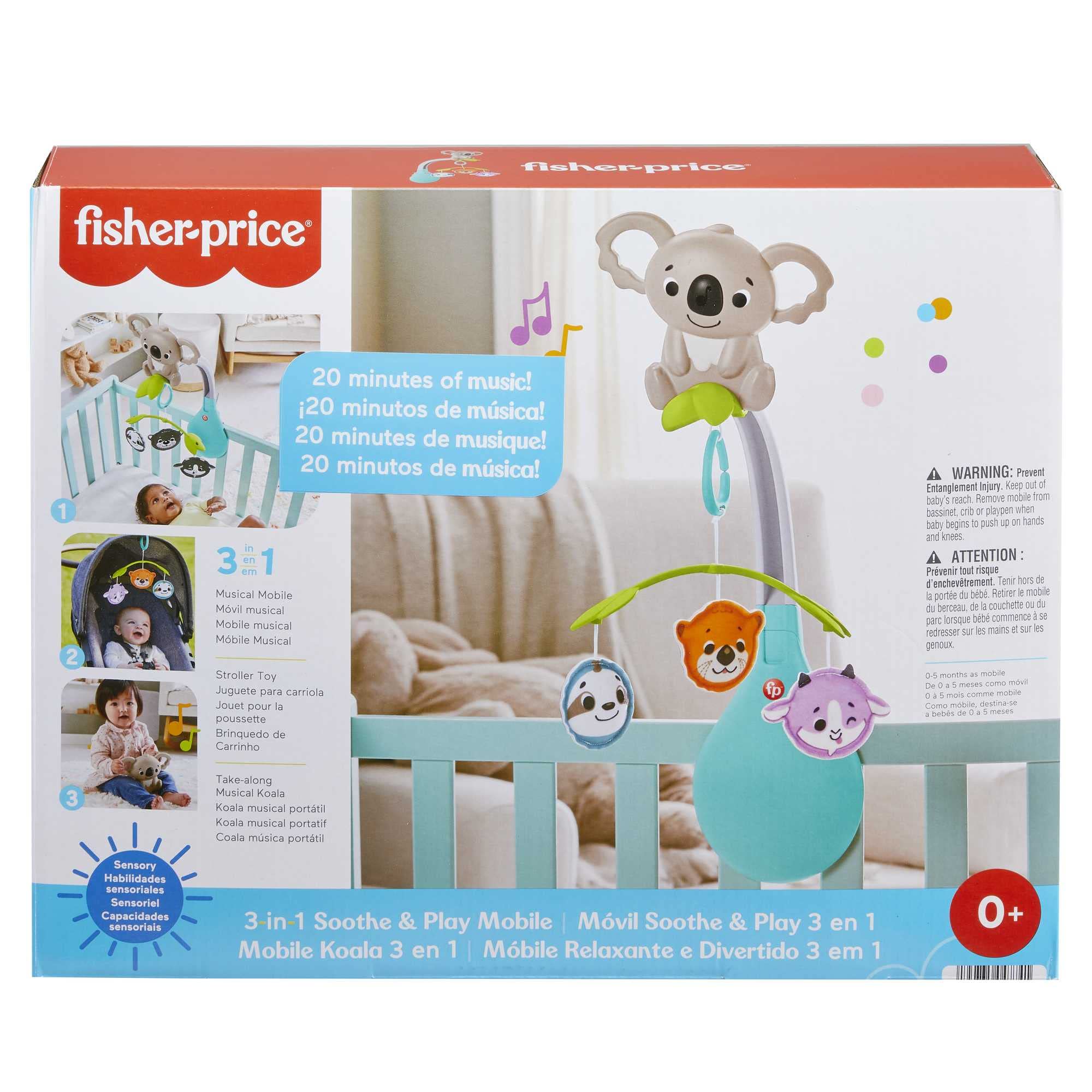 Fisher-Price 3-in-1 Soothe & Play Baby Crib Mobile with Music, Lights & Take-Along Toy for Newborns & Infants - Perfect for Nursery, Stroller & Travel Use