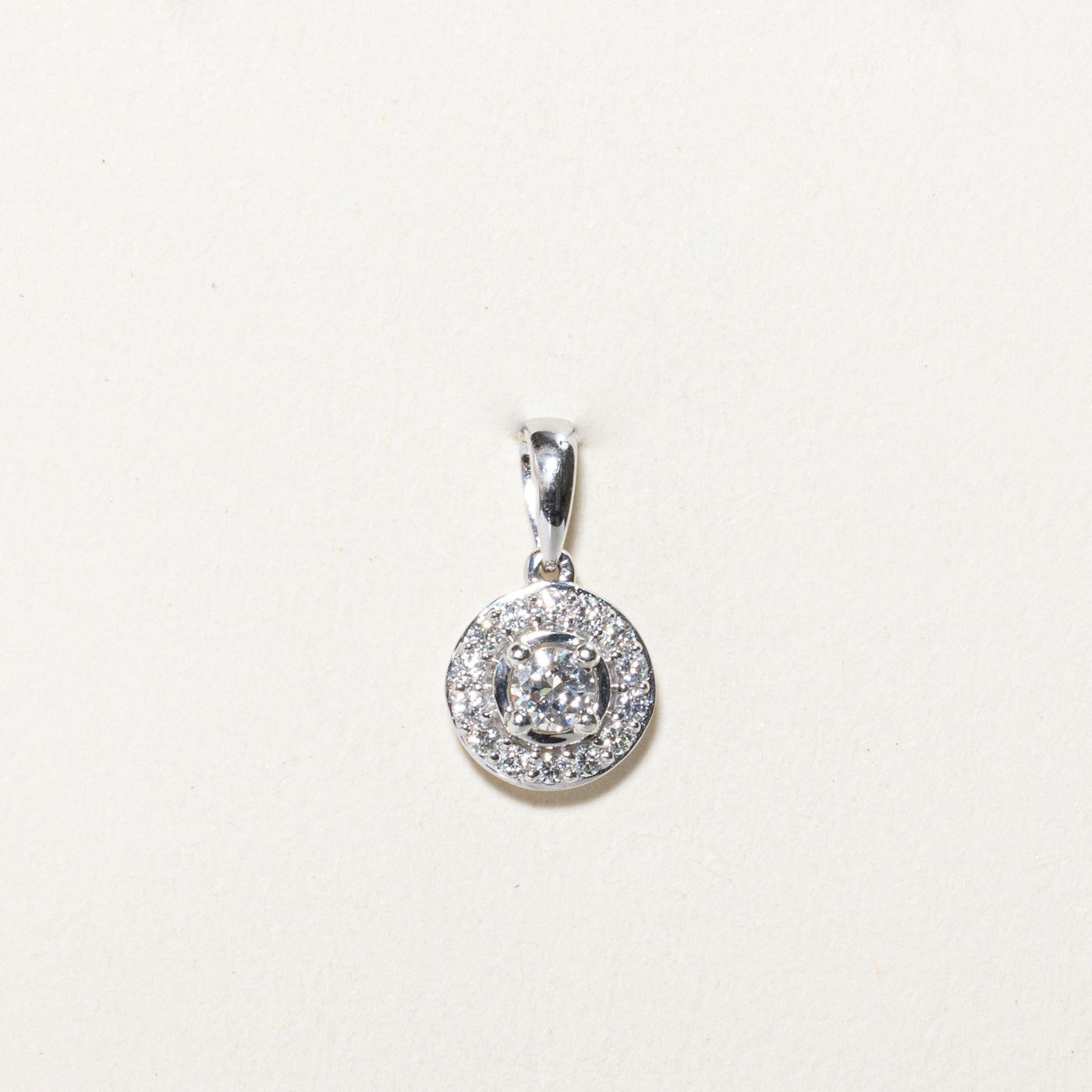 0.30ctw Diamond Halo Circle Pendant Necklace for Women - Elegant 14K White Gold Jewelry Gift for Anniversary, Birthday & Special Occasions