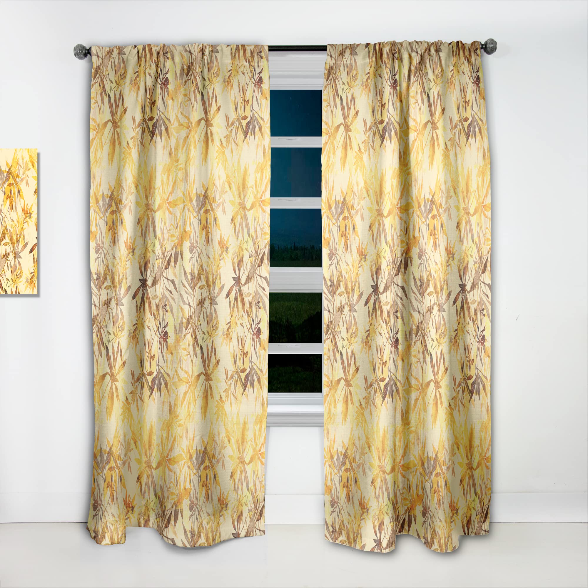 DesignQ Thermal Insulated Curtains - Abstract Herb Mix Pattern Single Panel 52x84 - Blackout Drapes for Bedroom & Living Room - Perfect for Energy Saving & Light Control