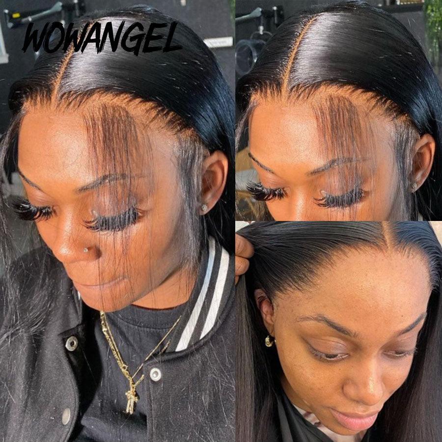 WOWANGEL 13x6 HD Lace Full Frontal Wig Straight 180% Density Human Hair - Free USA Shipping | Perfect for Daily Wear, Cosplay & Special Occasions