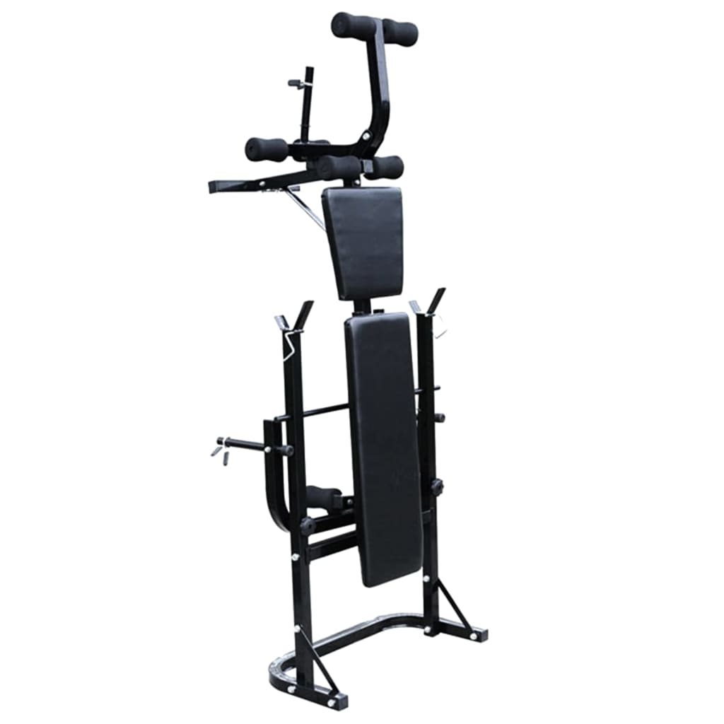 vidaXL Adjustable Weight Bench with 30.5kg Barbell & Dumbbell Set, Heavy Duty Weight Rack - Perfect for Home Gym Strength Training & Bodybuilding Workouts