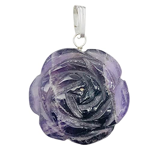 Amethyst Rose Pendant Necklace for Women - 925 Sterling Silver Gemstone Jewelry with Adjustable Chain - Perfect for Valentine's Day Gifts, Anniversary Presents & Everyday Elegance