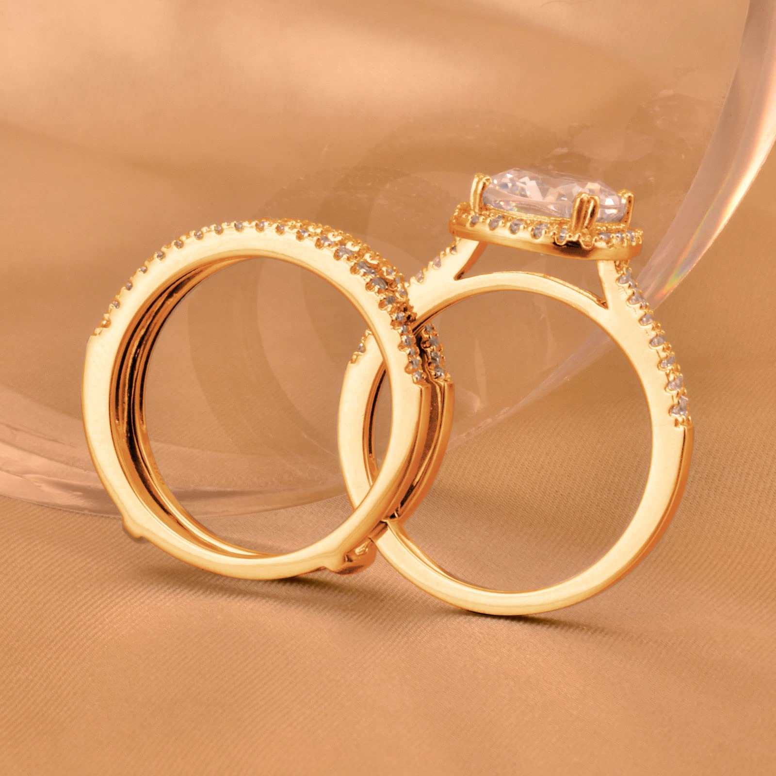 2.66CT Women's Wedding Engagement Ring Set - 925 Sterling Silver Cushion Halo CZ Bridal Ring Enhancer - Size 4-12 - Perfect for Proposals, Anniversaries & Special Occasions
