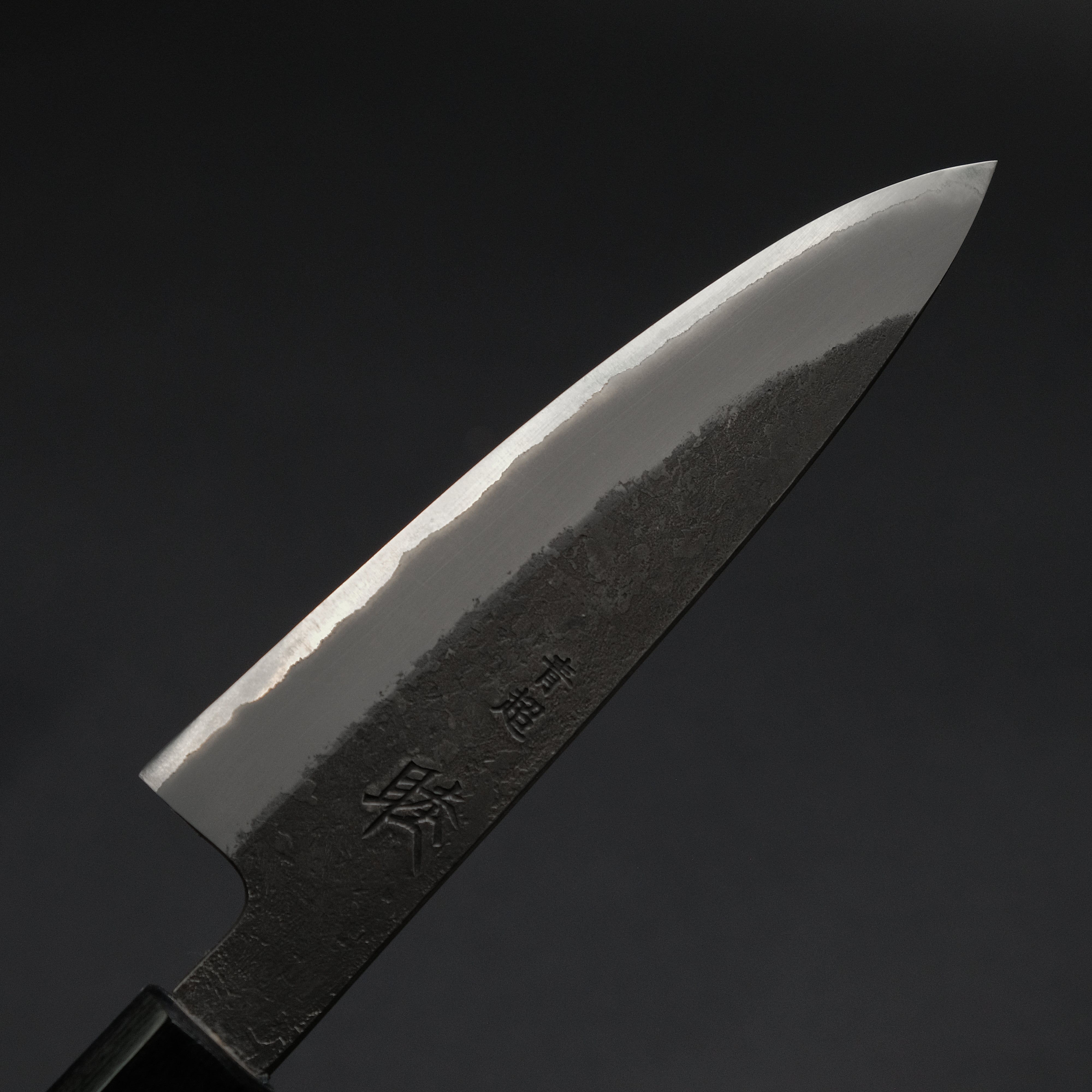 Premium Mutsumi Blue Super Kurouchi Nashiji Petty Knife 135mm with Ebony Handle - Perfect for Precision Slicing, Boning & Fruit Cutting in Professional Kitchens & Home Cooking