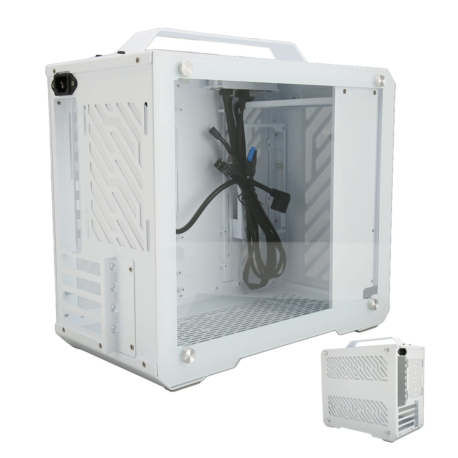 Portable Transparent Mini PC Case - Compact ATX/Micro ATX/Mini ITX Computer Tower Case with Side Panel Window | Perfect for Gaming, Home Office & Small Space Setups