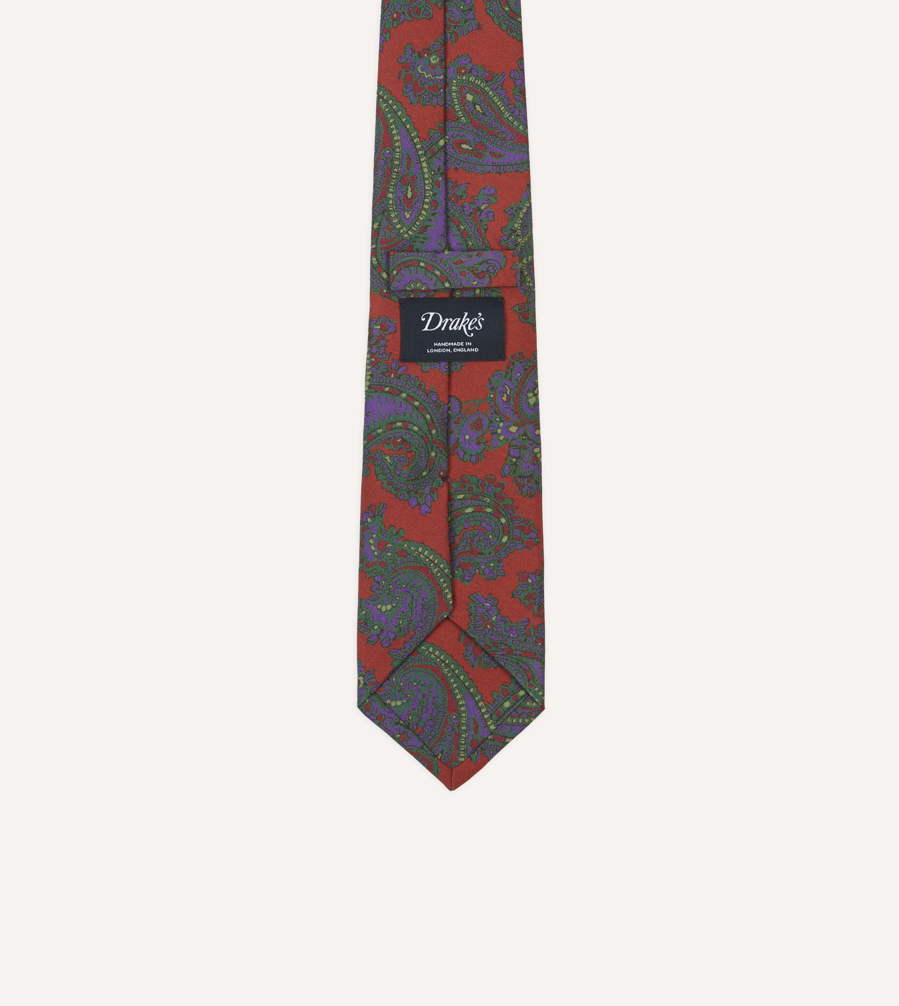 Rust Large Paisley Print Madder Silk Self-Tipped Necktie for Men - Elegant Formal Tie for Business, Weddings & Special Occasions