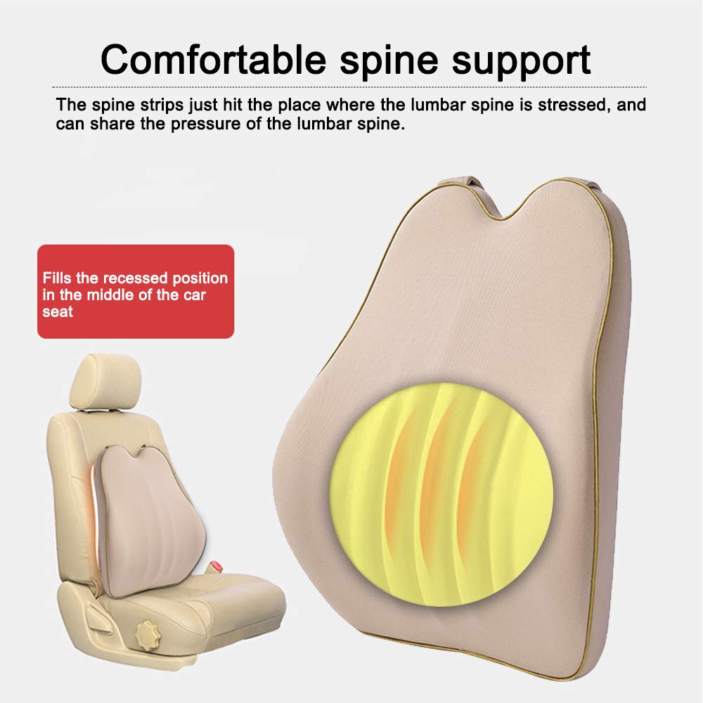Memory Foam Car Lumbar Support Cushion & Neck Pillow Set - Pain Relief for Long Drives | Fits Suzuki Celerio, Swift, Baleno, Jimny, Vitara, S-Cross | Beige | Perfect for Road Trips & Commuting