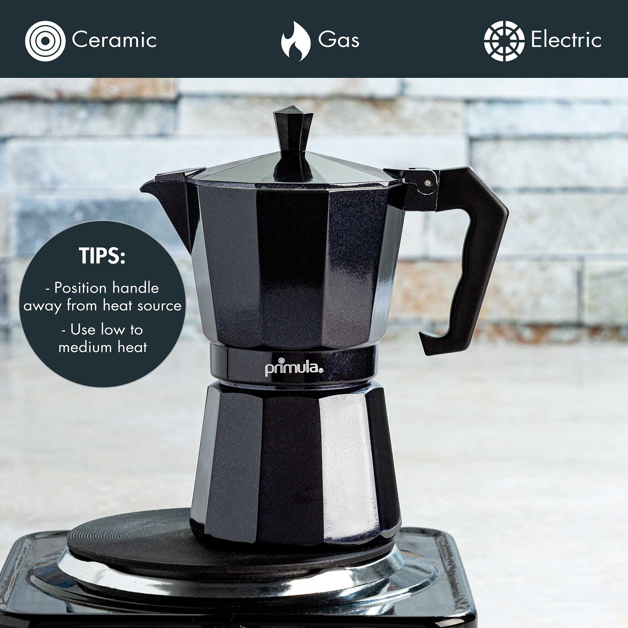 Primaria Classic Stovetop Espresso Maker - 6 Cup Italian Moka Pot for Authentic Espresso & Cuban Coffee - Durable Aluminum Coffee Maker for Gas/Electric Stoves - Perfect for Home Brewing & Camping Trips