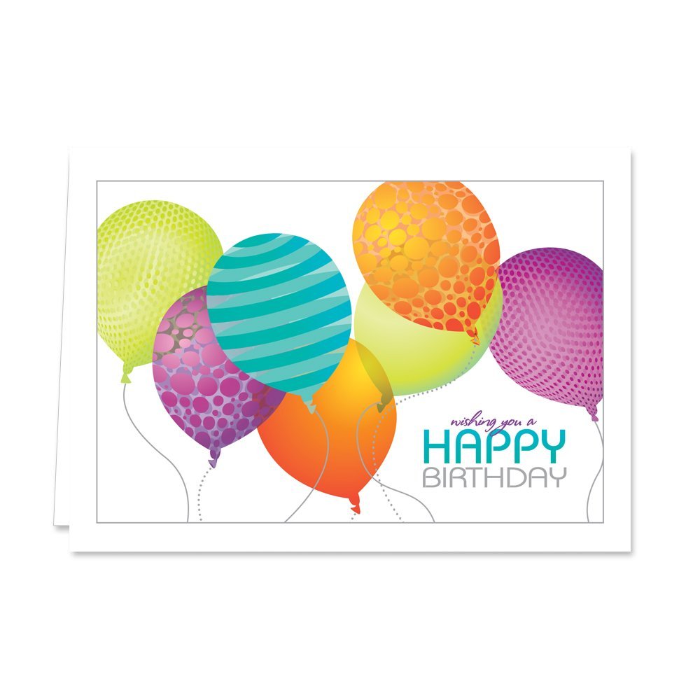 Canopy Street Lively Birthday Note Cards - 36 Colorful Greeting Cards with Envelopes, 6 Unique Designs (4 5/8