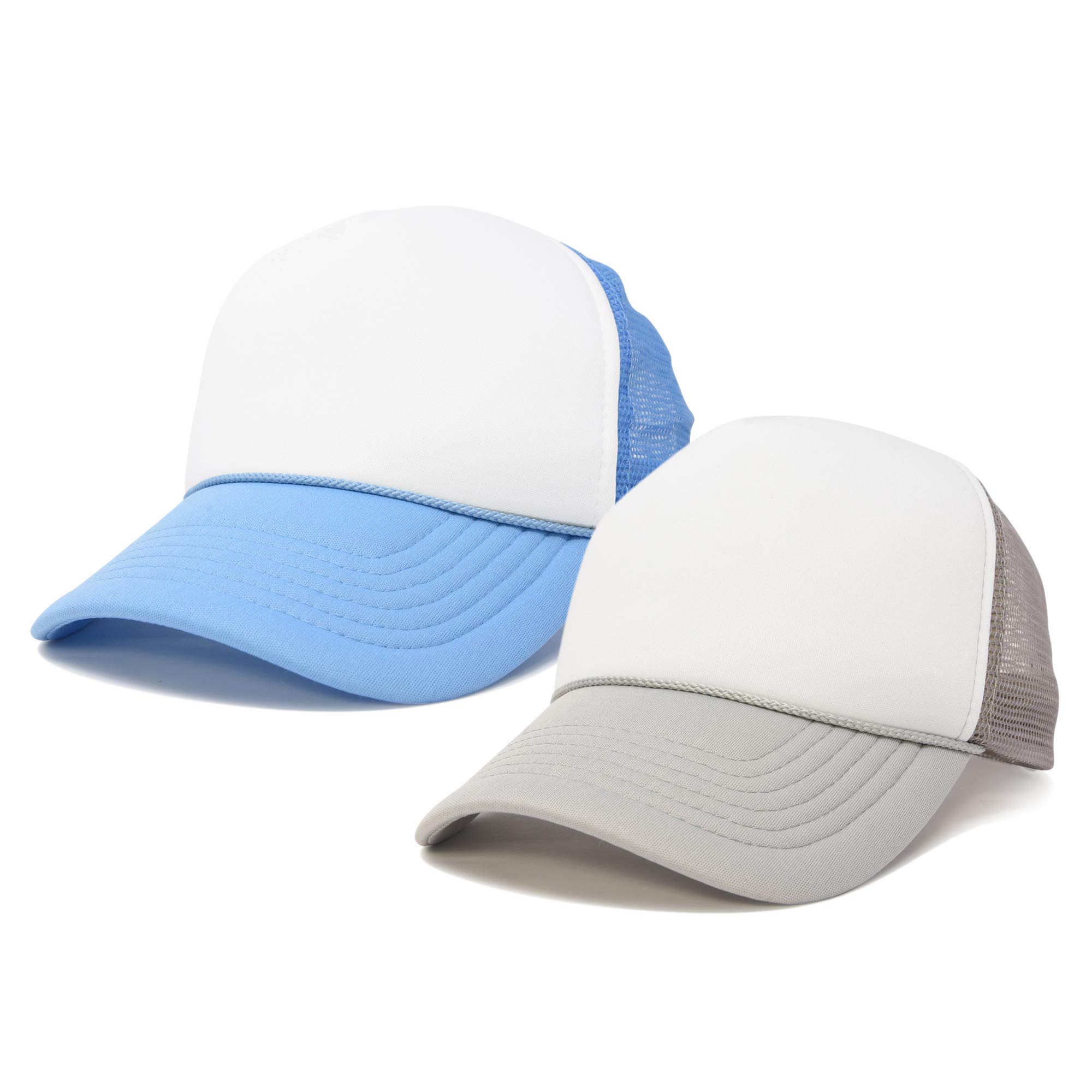 DALIX Two Tone Blank Trucker Hats for Men & Women - 2 Pack Adjustable Snapback Caps for Outdoor Activities, Sports & Casual Wear