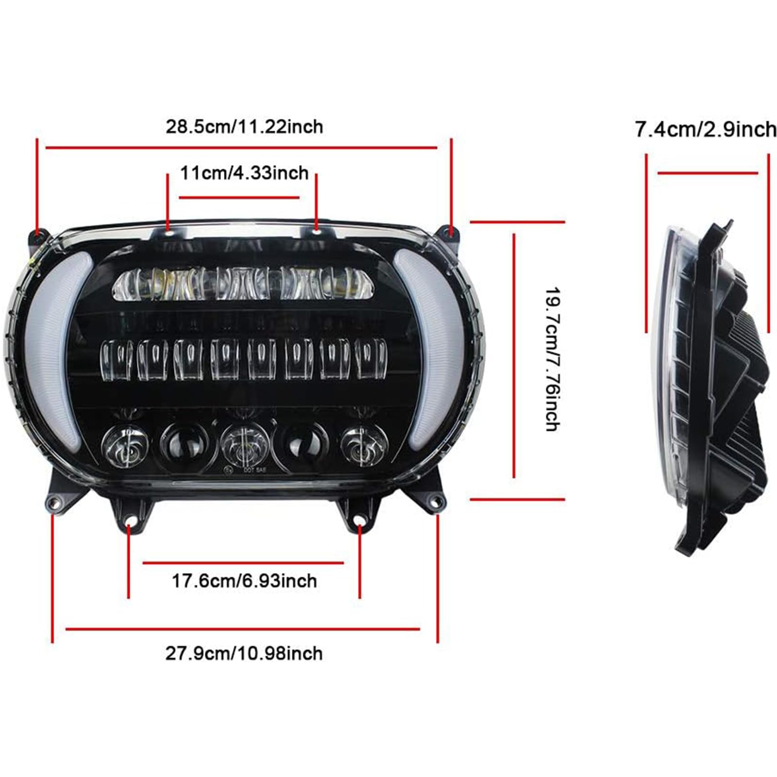 LED Headlight for Harley Road Glide Motorcycle (2015-2023) - Bright Daytime Running Lights & Side Lights - Black Headlamp Replacement Accessories - Perfect for Night Riding & Enhanced Visibility
