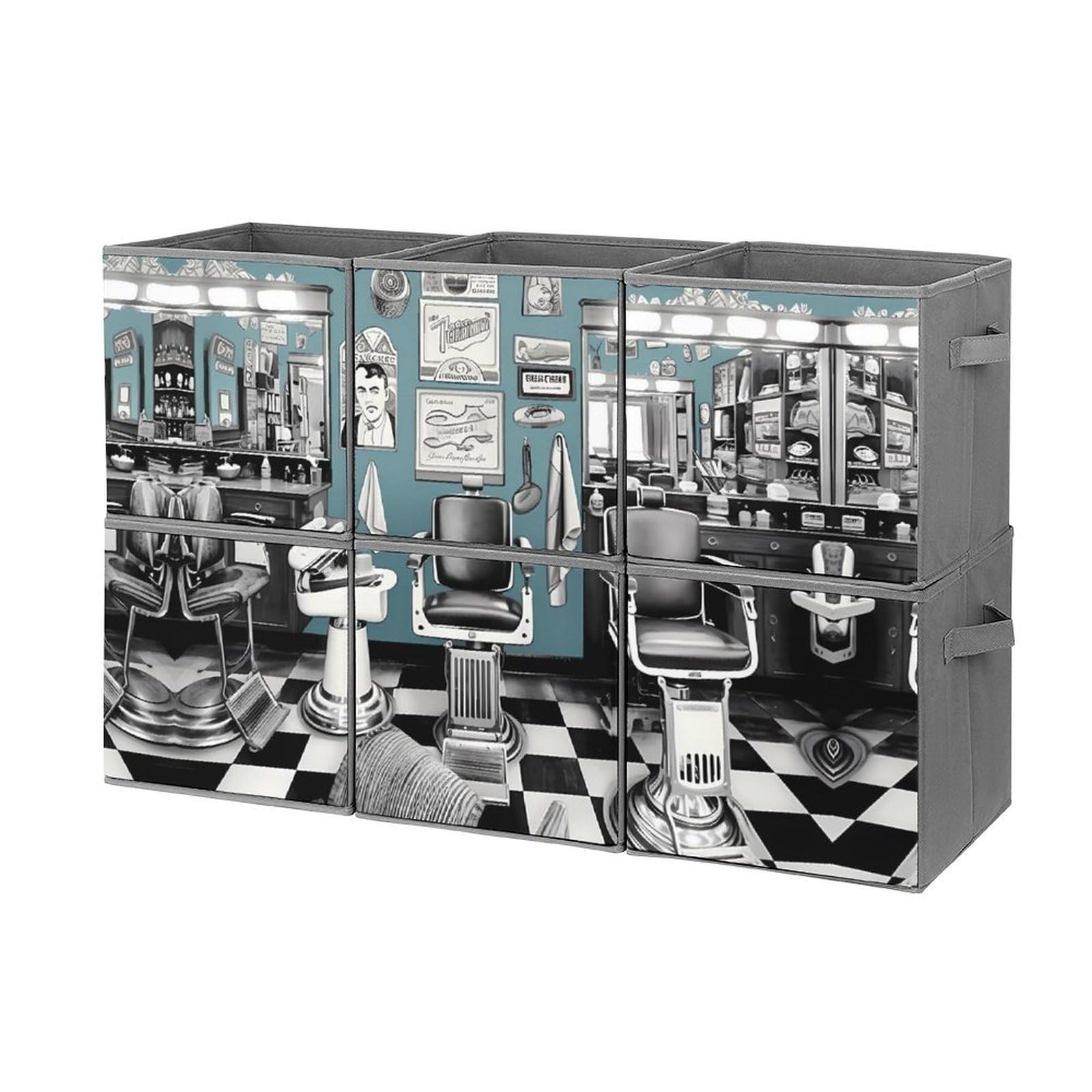 6-Pack Collapsible Storage Bins with Handles - Large Closet Organizer for Barber Shop, Clothing & Houseware - Perfect for Salon Supplies, Toys & Home Organization