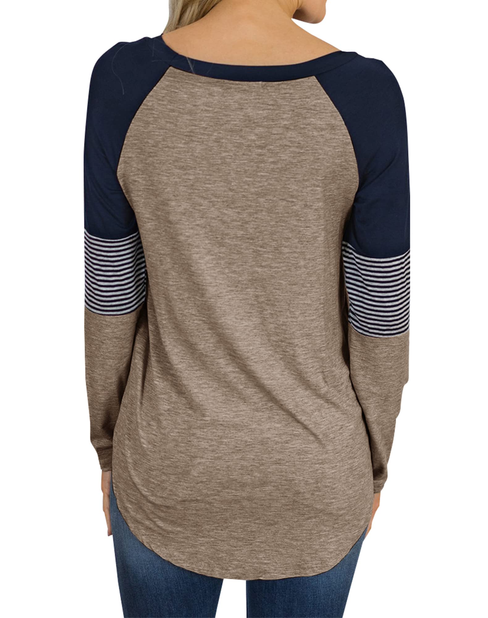 Women's Color Block Round Neck Tunic Top - Casual Long Sleeve Blouse for Work, Office & Everyday Wear | Comfortable Stretch Fabric