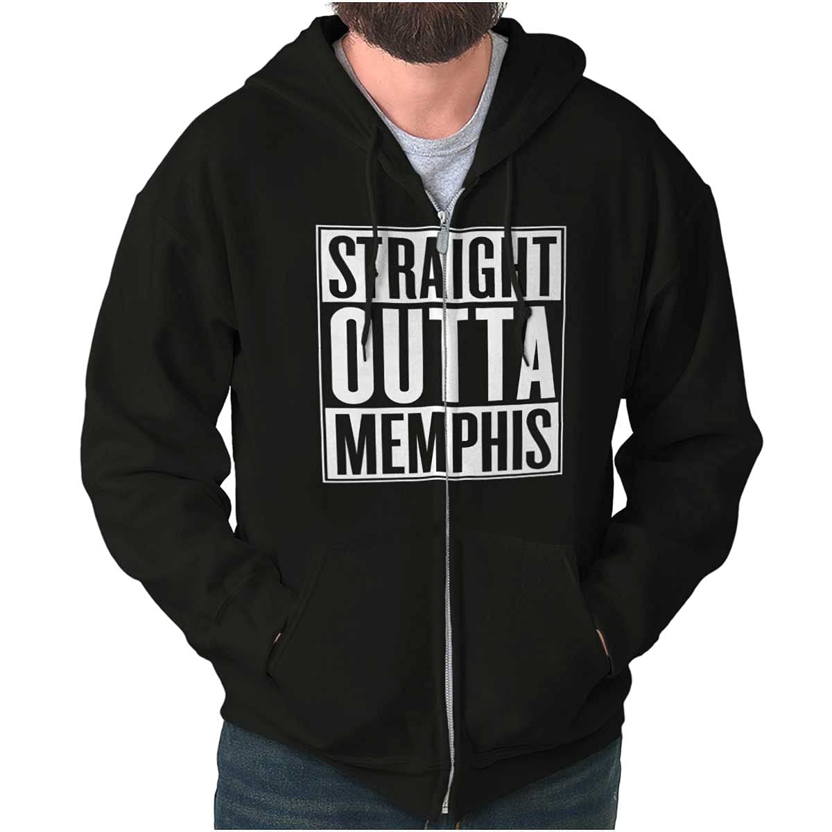 Straight Outta Memphis Tennessee Zip Up Hoodie for Men & Women - Stylish Unisex Pullover for Casual Wear, Street Fashion & Urban Lifestyle