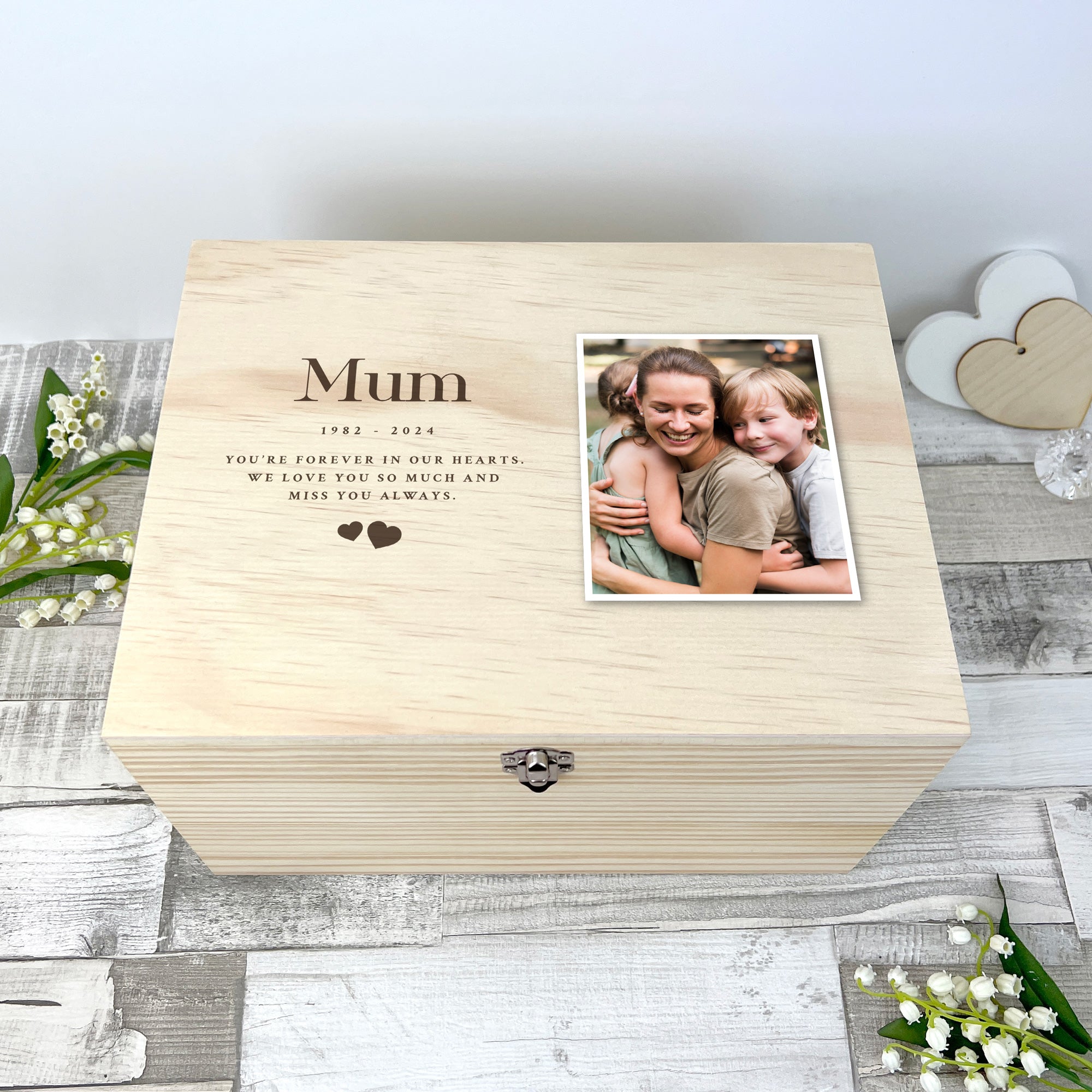 Personalized Memorial Photo Keepsake Box - 5 Sizes (16cm, 20cm, 26cm, 30cm, 36cm) for Cherished Memories - Perfect for Funeral, Memorial Service & Family Heirloom Preservation
