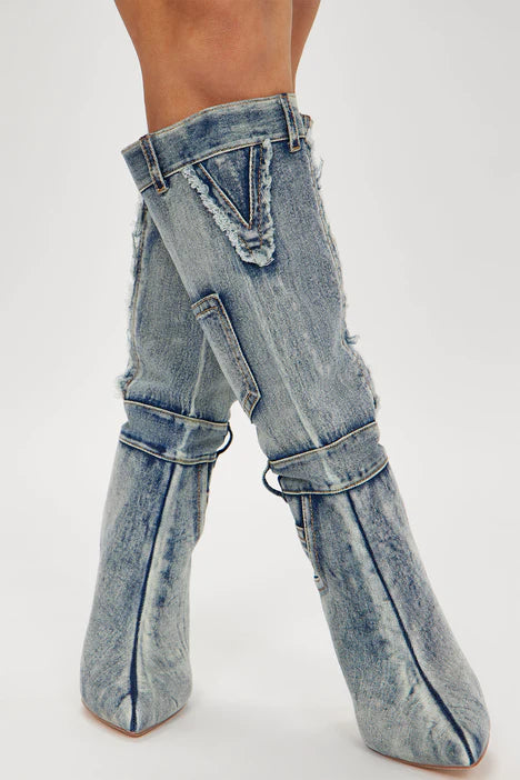 Scarlet Women's Denim Ankle Boots - Stylish Western Cowgirl Boots for Casual Outfits & Country Music Festivals