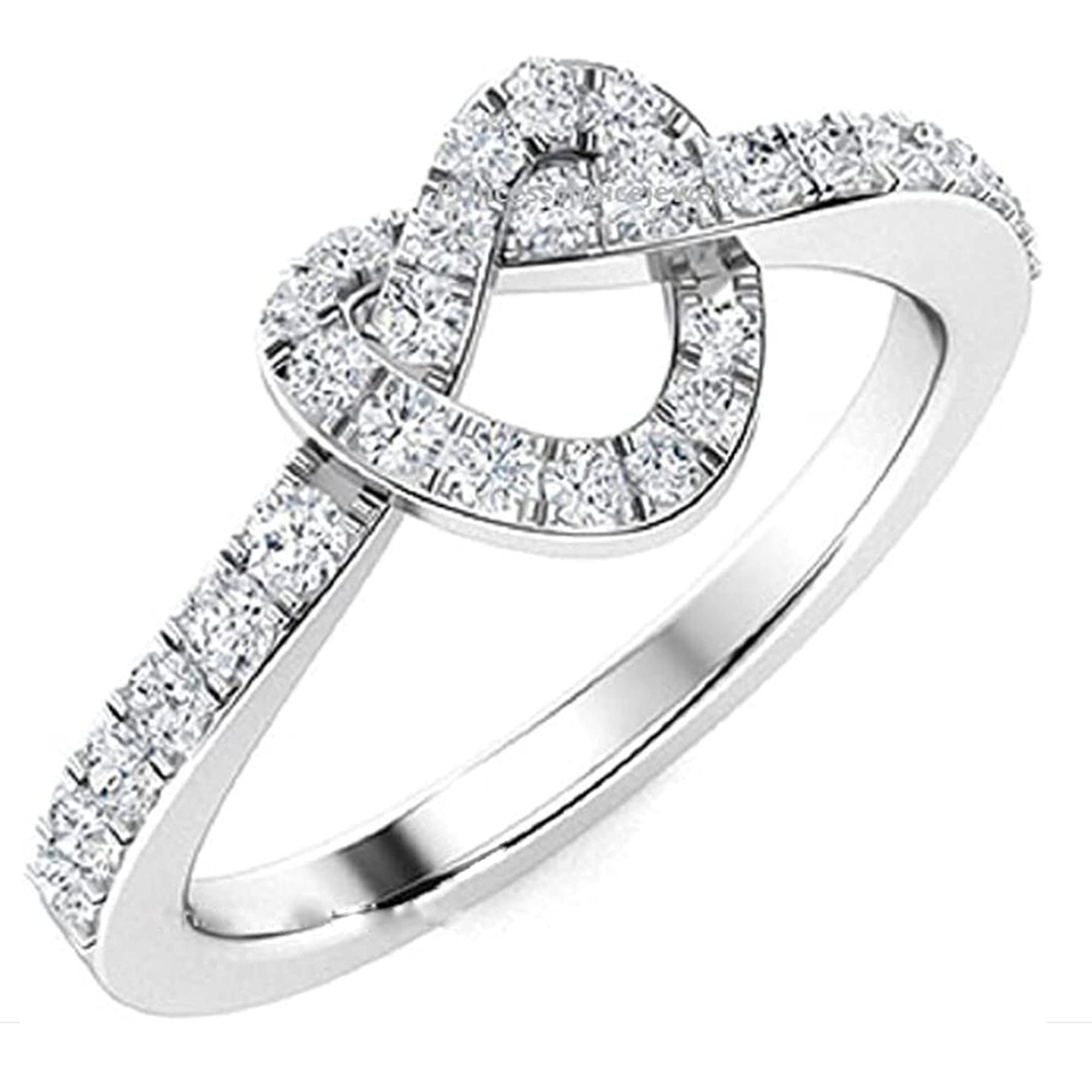 925 Sterling Silver 0.25 Ct Round Cubic Zirconia Knot Engagement Ring for Women - Elegant Wedding Band, Promise Ring & Anniversary Gift for Her - Perfect for Proposals, Bridal Jewelry & Special Occasions