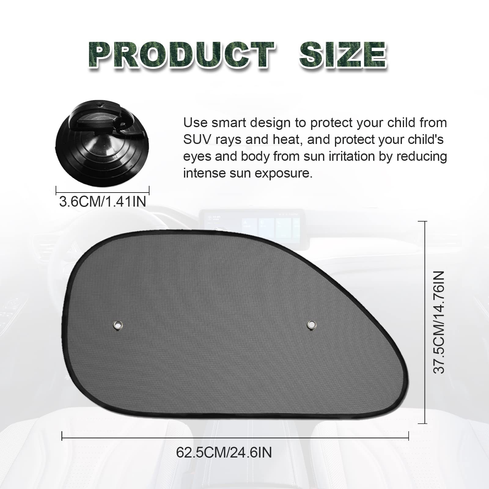 2 Pack Universal Car Side Window Sun Shade - Blocks 98% UV Rays & Glare, Baby & Child Car Seat Sun Protection for Safe Travel | Perfect for Road Trips, Summer Driving & Protecting Kids from Harmful Sunlight