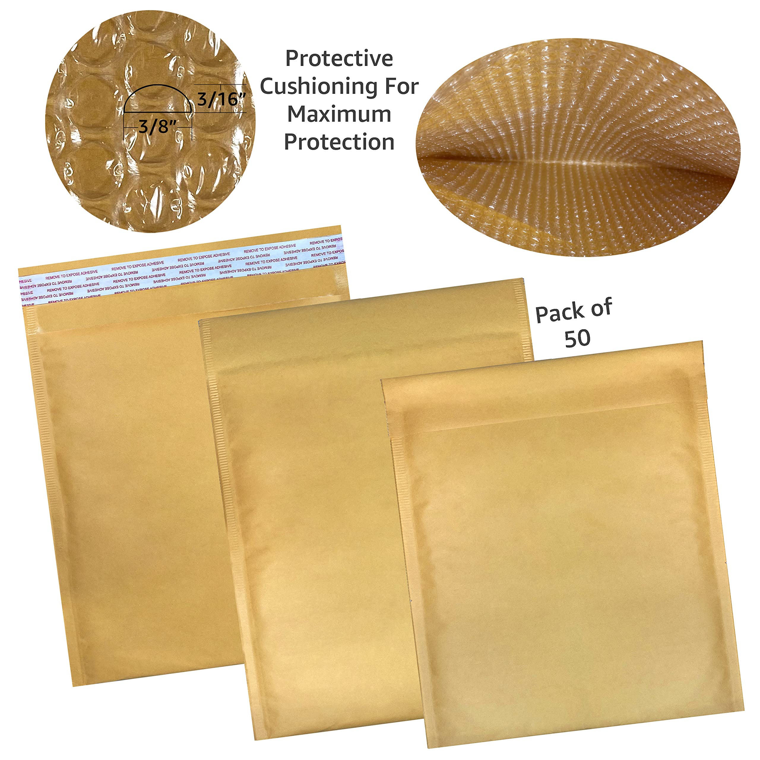 Kraft Bubble Mailers 8.5x12 Inches (50 Pack) - #2 Size Padded Envelopes for Shipping, Mailing & Ecommerce | Perfect for Small Business, Online Sellers & Amazon FBA