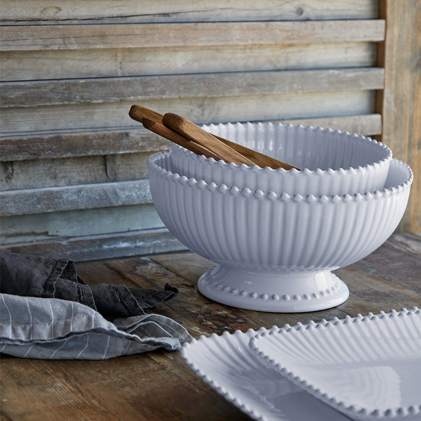 Costa Nova Pearl White Centerpiece Bowl - Elegant Decorative Serving Bowl for Dining Table, Wedding, Party & Home Decor