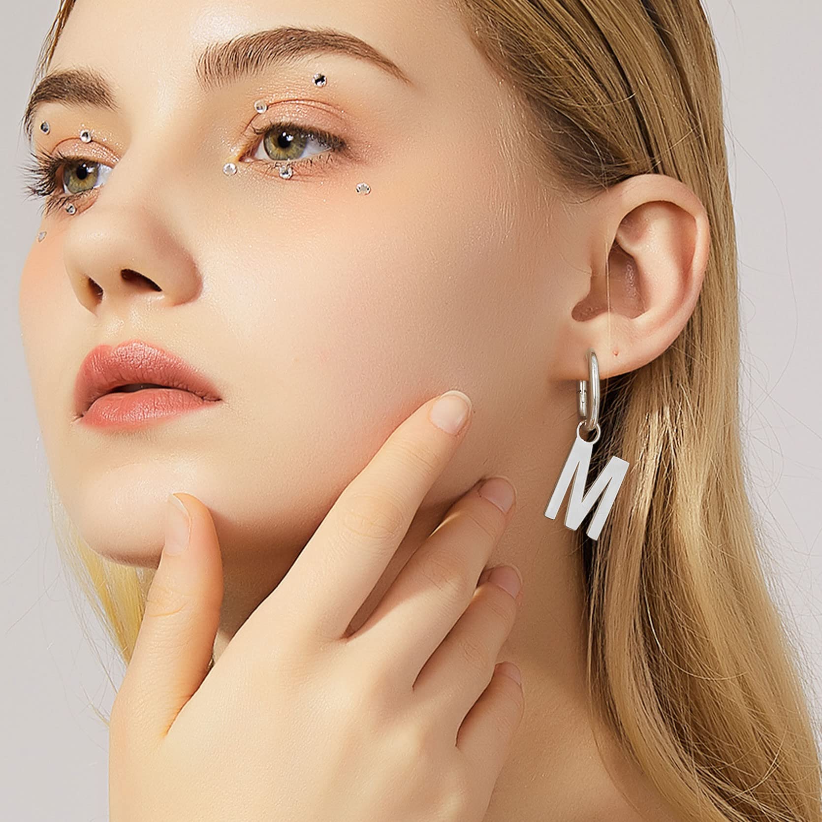 GoldChic Women's Stainless Steel Initial Letter Hoop Drop Earrings - U-Shaped Alphabet Statement Jewelry for Everyday Wear & Gift Giving
