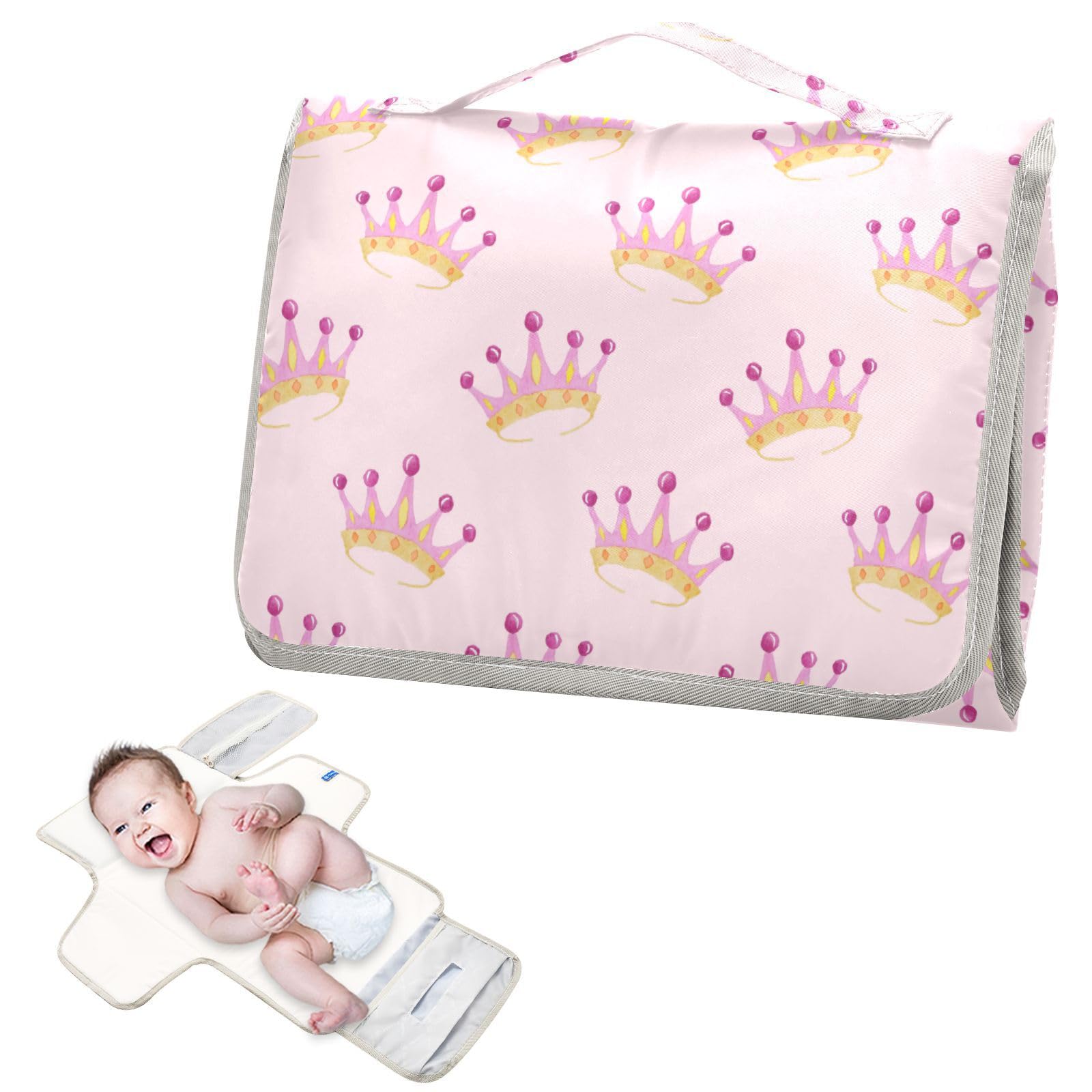 Waterproof Portable Baby Diaper Changing Pad - Foldable Travel Changing Mat with Built-in Pillow for Newborns | Ideal for Beach, Picnic, Shopping & On-the-Go Parents