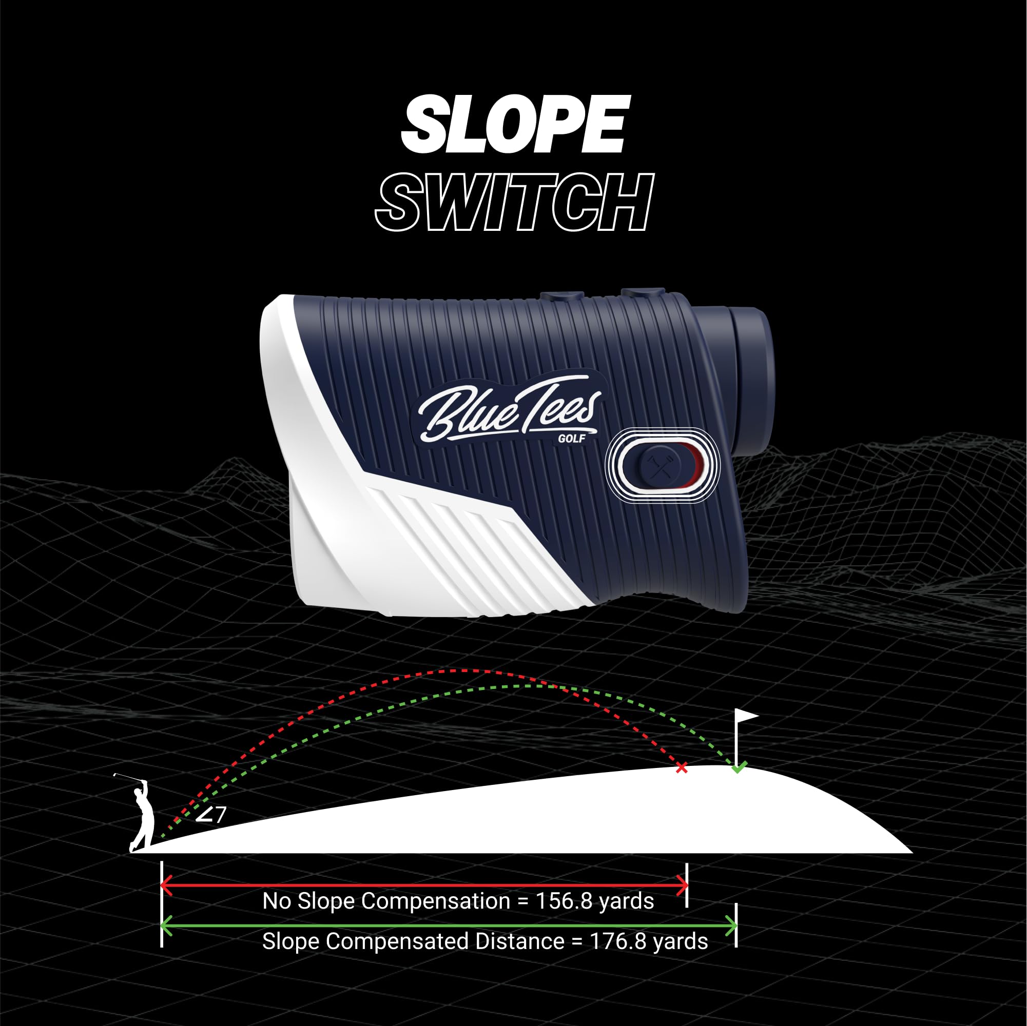 Blue Tees Golf Series 2 Pro Plus Laser Rangefinder with Slope Switch - 800 Yard Range, Slope Measurement, Flag Lock & Pulse Vibration, 6X Magnification - Perfect for Golf Tournaments, Practice & Course Navigation