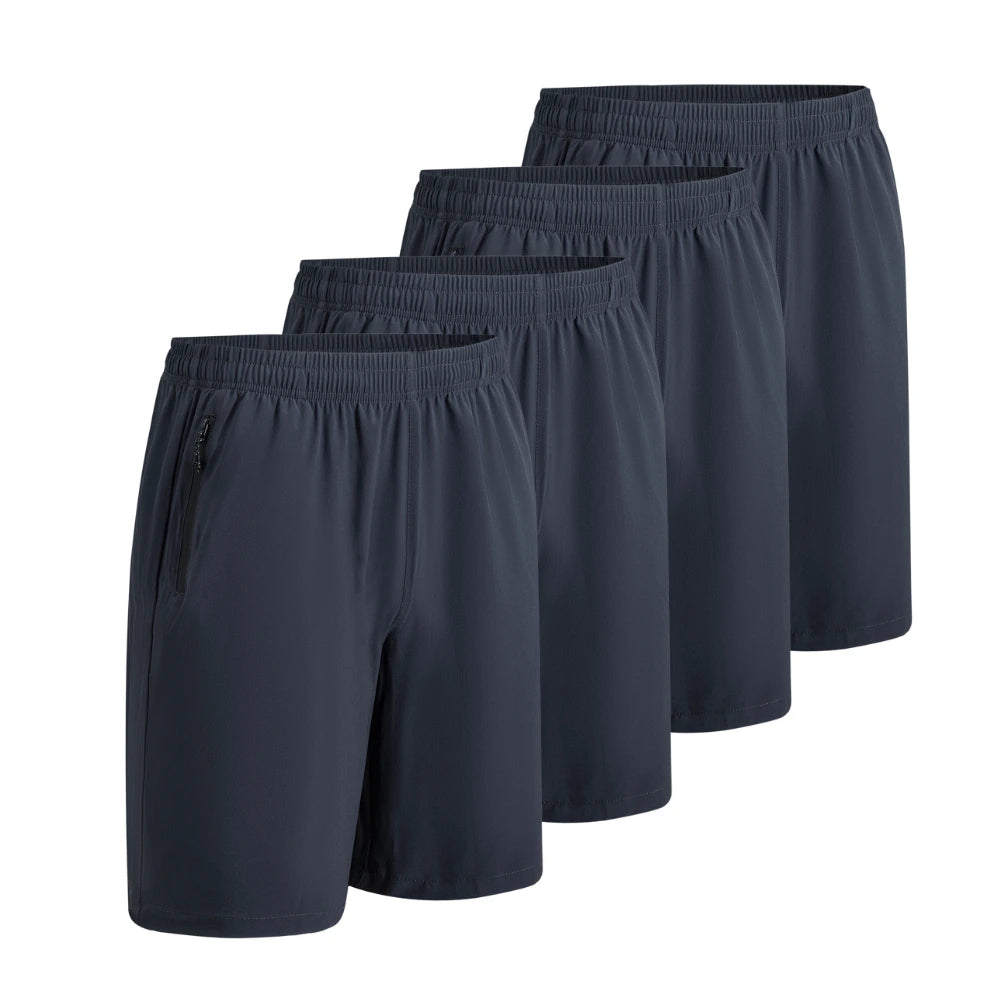 4 Pack Men's Comfortable Elastic Waist Shorts with Pockets - Breathable Quick-Dry Casual Workout & Lounge Shorts for Summer Outdoor Activities
